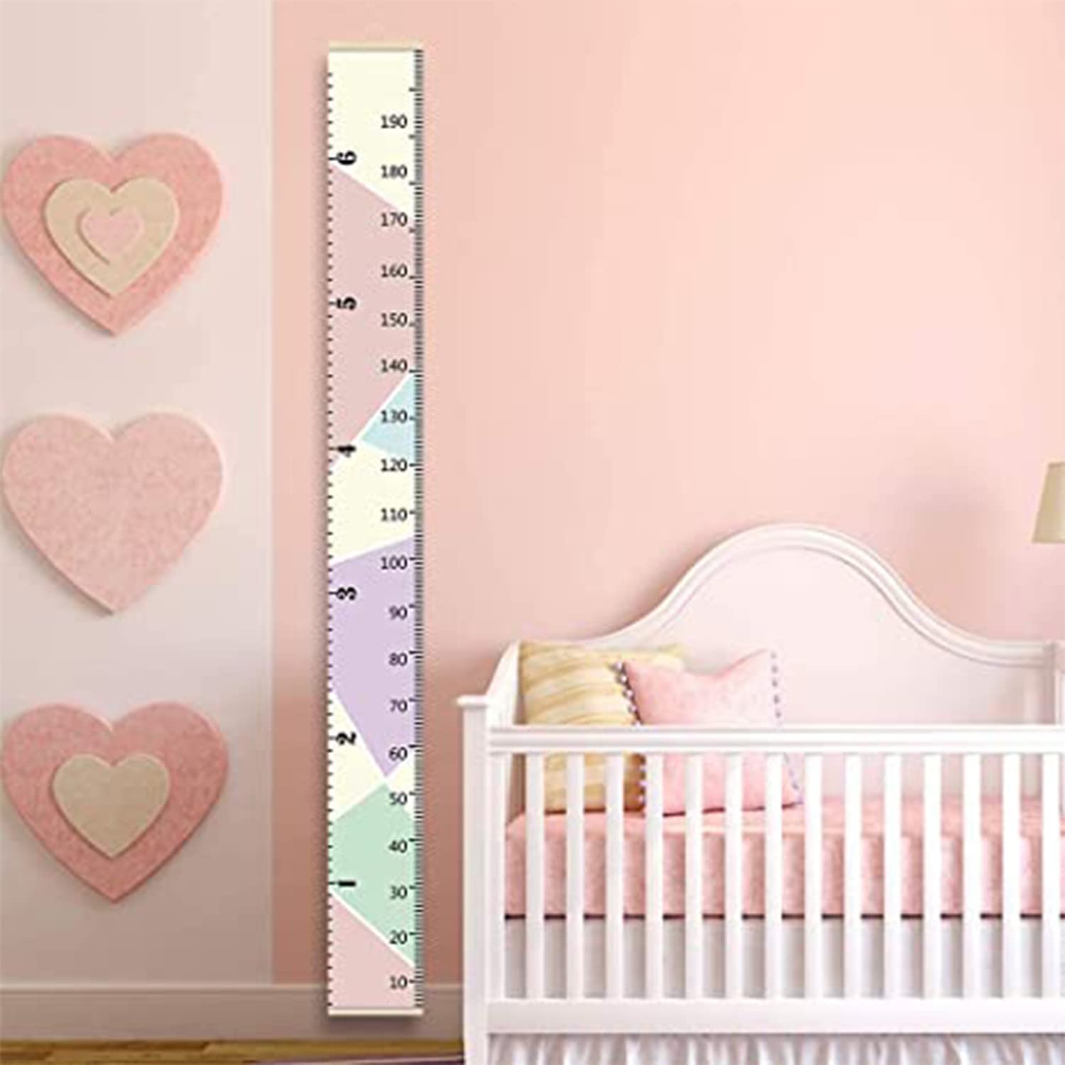 Portable Kids Growth Chart Wall Hanging - 79 Inch Removable Height Measure Ruler for Boys & Girls from Baby to Adult | Nursery Decor, Child's Room Decoration (Pink) | Perfect for Tracking Milestones, Birthday Gifts & Home Organization