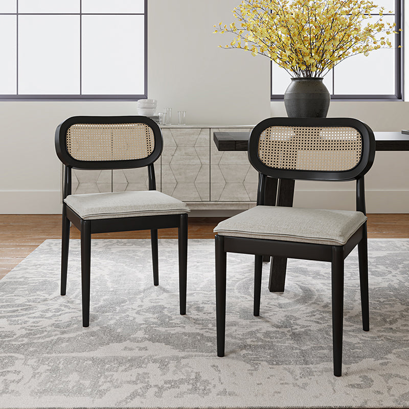 Konstantin Modern Solid Wood Dining Chairs with Rattan Backrest - Set of 2 - Perfect for Kitchen, Dining Room, and Breakfast Nook - Eco-Friendly Home Furniture