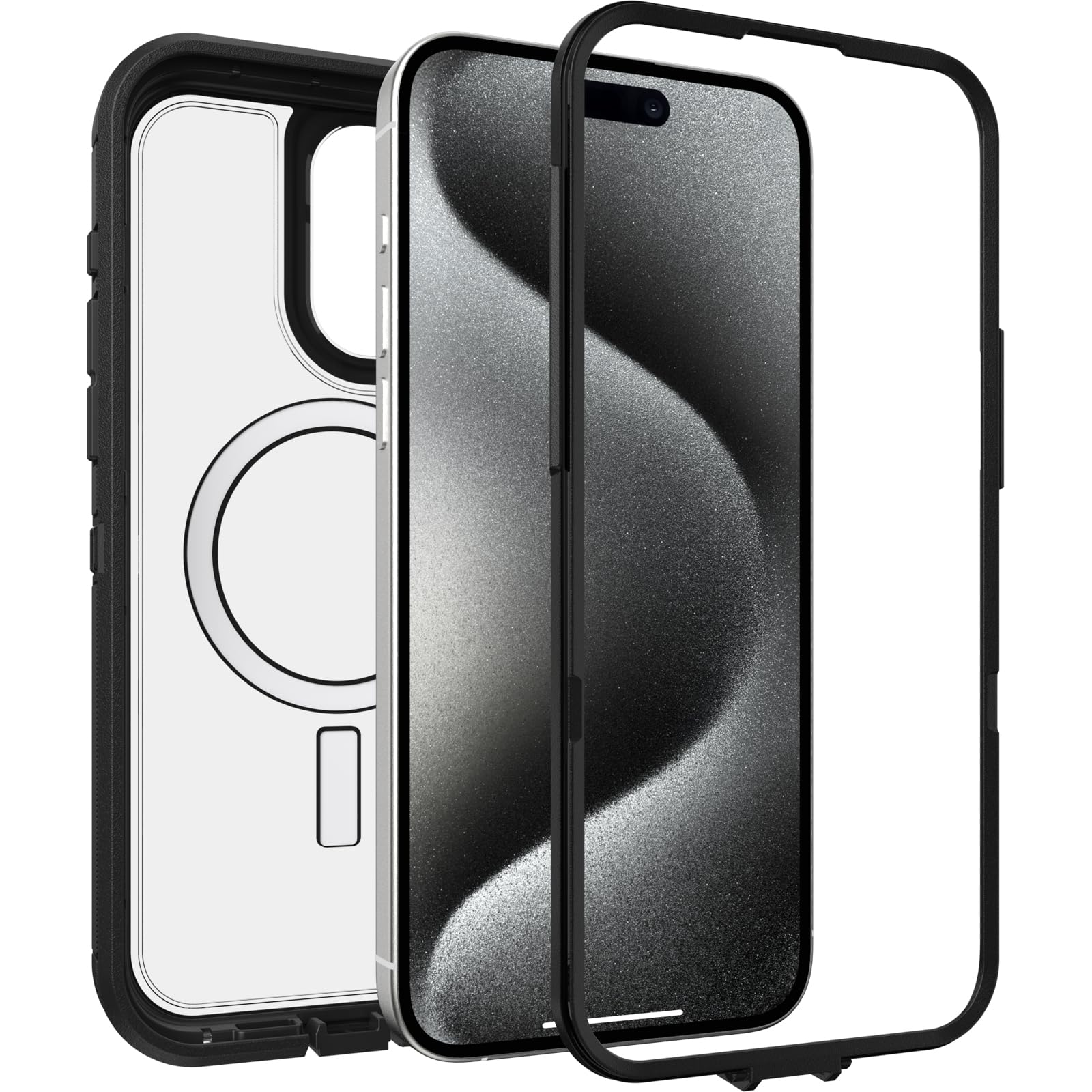 OtterBox Defender XT Case for iPhone 15 Pro Max - MagSafe Compatible, Military-Grade Shockproof & Drop Proof Protection (5x Tested), Ultra-Rugged Clear/Black Design - Perfect for Outdoor Adventures, Construction Work & Extreme Sports