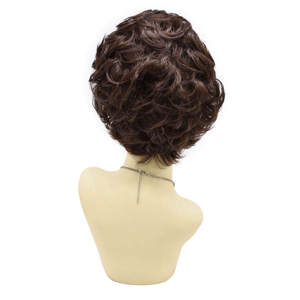 Natural Look Short Wavy Layered Wigs for Women - Premium Kanekalon Heat Friendly Lightweight Fashion Wig - 6# Dark Brown Mix Color (F603553) | Perfect for Cosplay, Daily Wear & Special Occasions