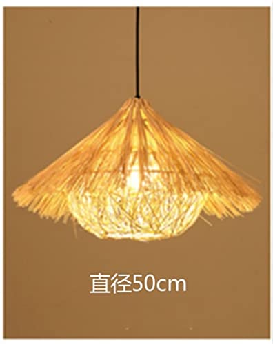 Japanese Bamboo Art LED Chandelier - Handwoven Straw Hat Pendant Light in Warm White, Modern Hanging Lamp for Living Room, Bedroom, Cafe & Bar Decor (Size M) | Perfect for Boho, Zen & Asian-Inspired Interior Design