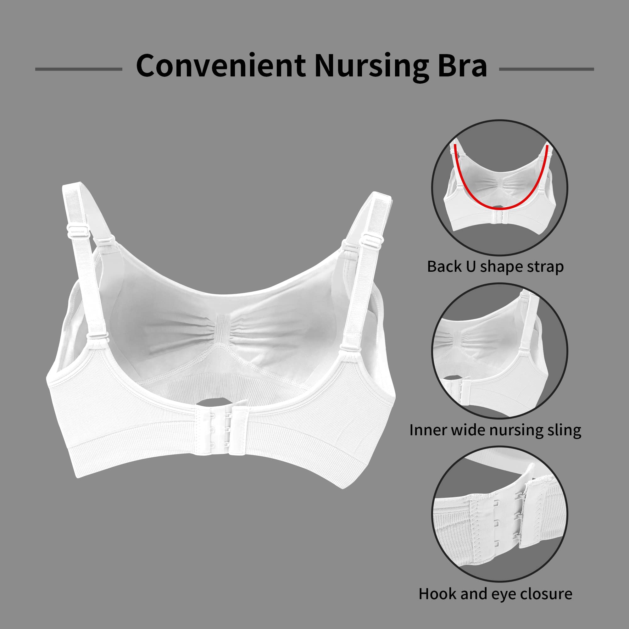 O-WareBaby Seamless Nursing Bra for Women - 3 Pack Maternity & Breastfeeding Bras (S-XXL) - Comfortable Support for Pregnancy, Nursing & Everyday Wear