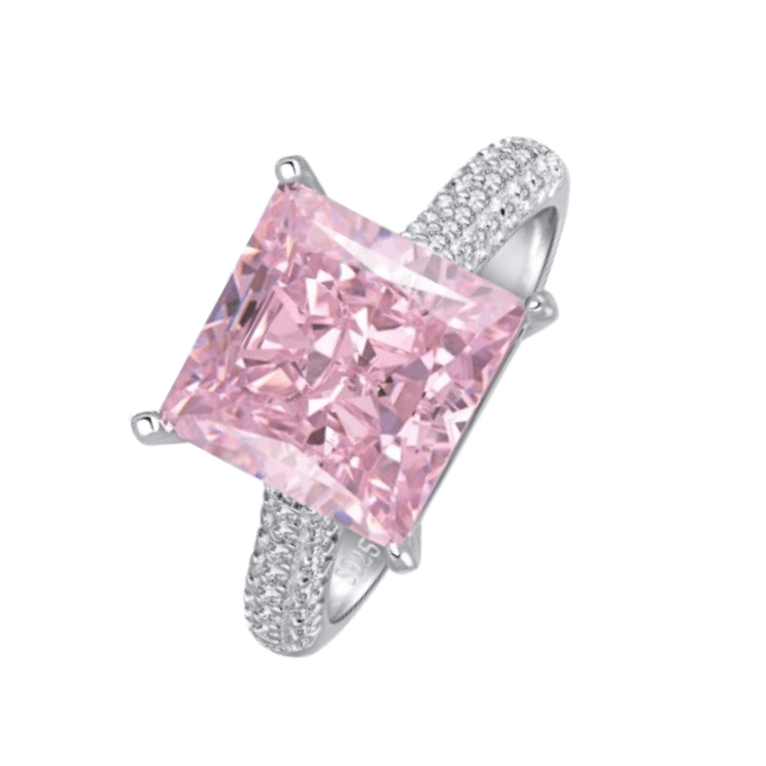 Elegant Pink CZ Square Cut Statement Ring for Women - Perfect for Parties, Weddings & Special Occasions