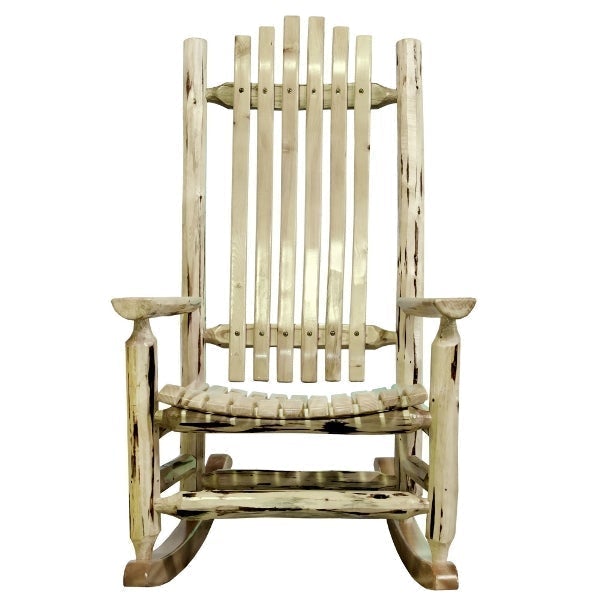 Montana Adult Log Rocker Chair - Handcrafted Wooden Rocking Chair for Living Room, Porch & Cabin - Comfortable Outdoor & Indoor Relaxation