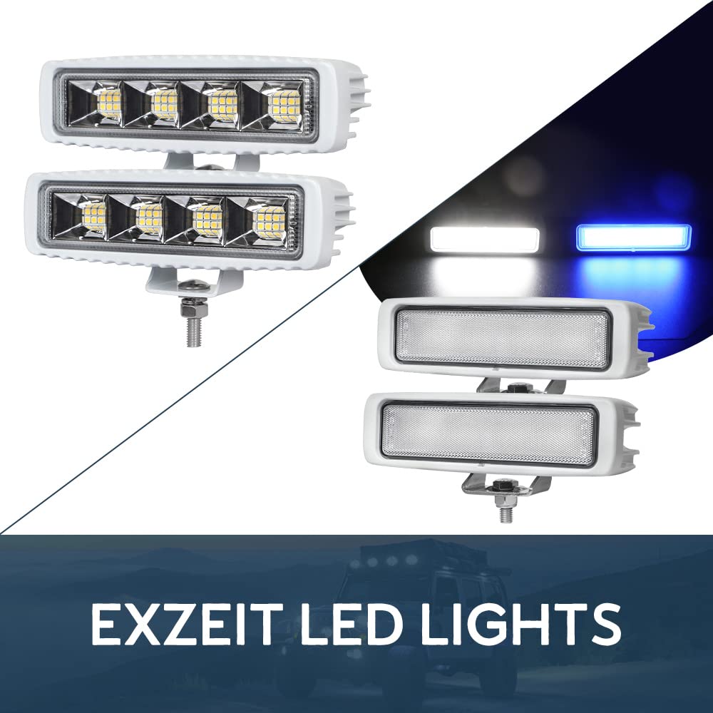 EXZEIT 2-Pack Dual Color Marine Boat Navigation Lights & 2-Pack White LED Boat Deck Lights - Perfect for Night Boating, Fishing, and Water Safety