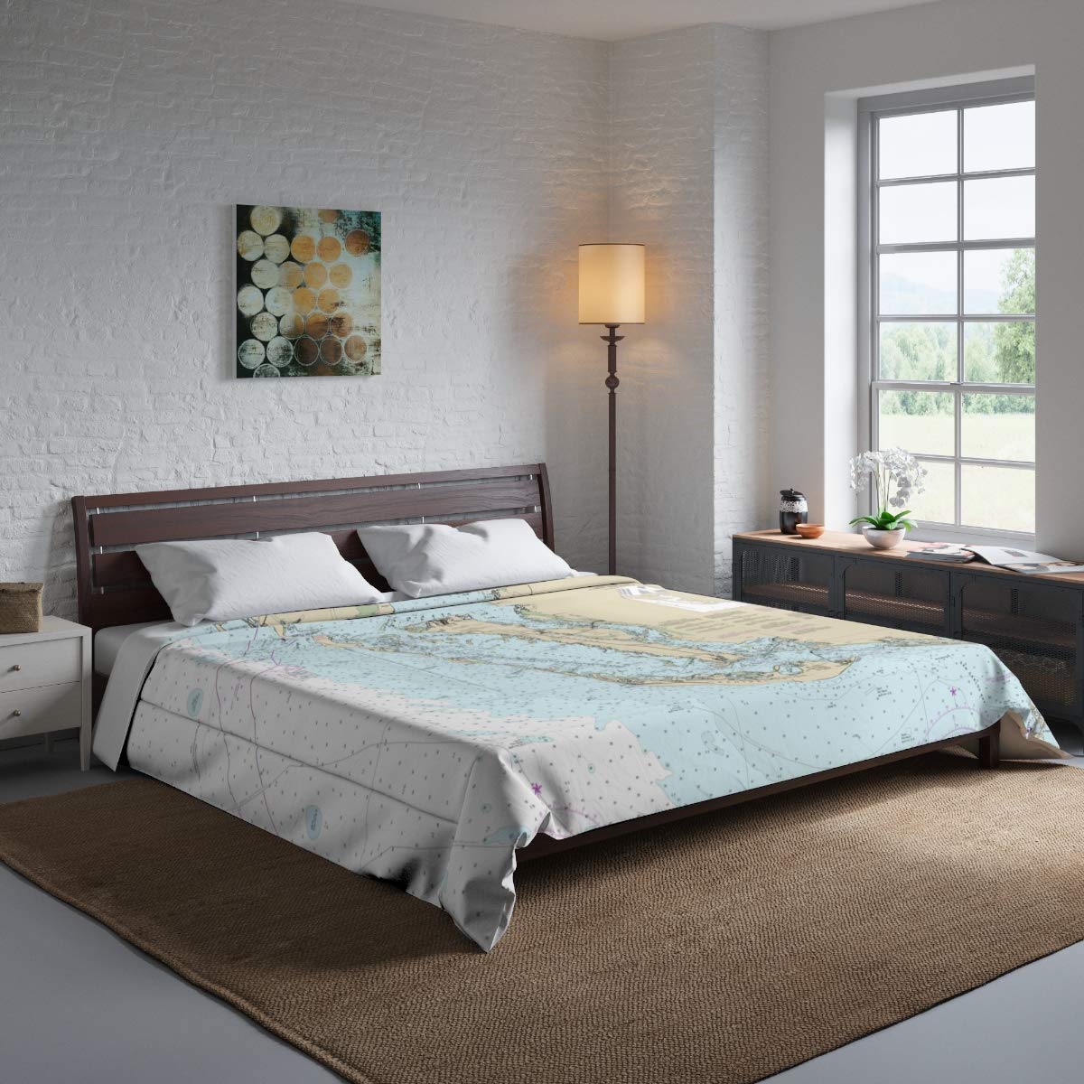 Sanibel Island Captiva Island Pine Island Nautical Chart Twin Size Comforter 68x88 Inches - Coastal Themed Bedding for Beach House, Boat Cabin & Nautical Decor