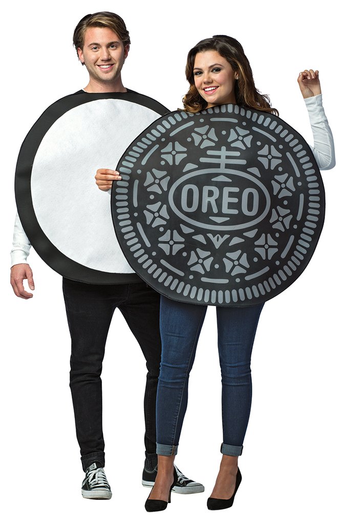 Oreo Cookie Couples Costume for Adults - 2-in-1 Matching Outfit Set - Fun Foodie Snack Theme - Perfect for Halloween, Cosplay & Couples Parties