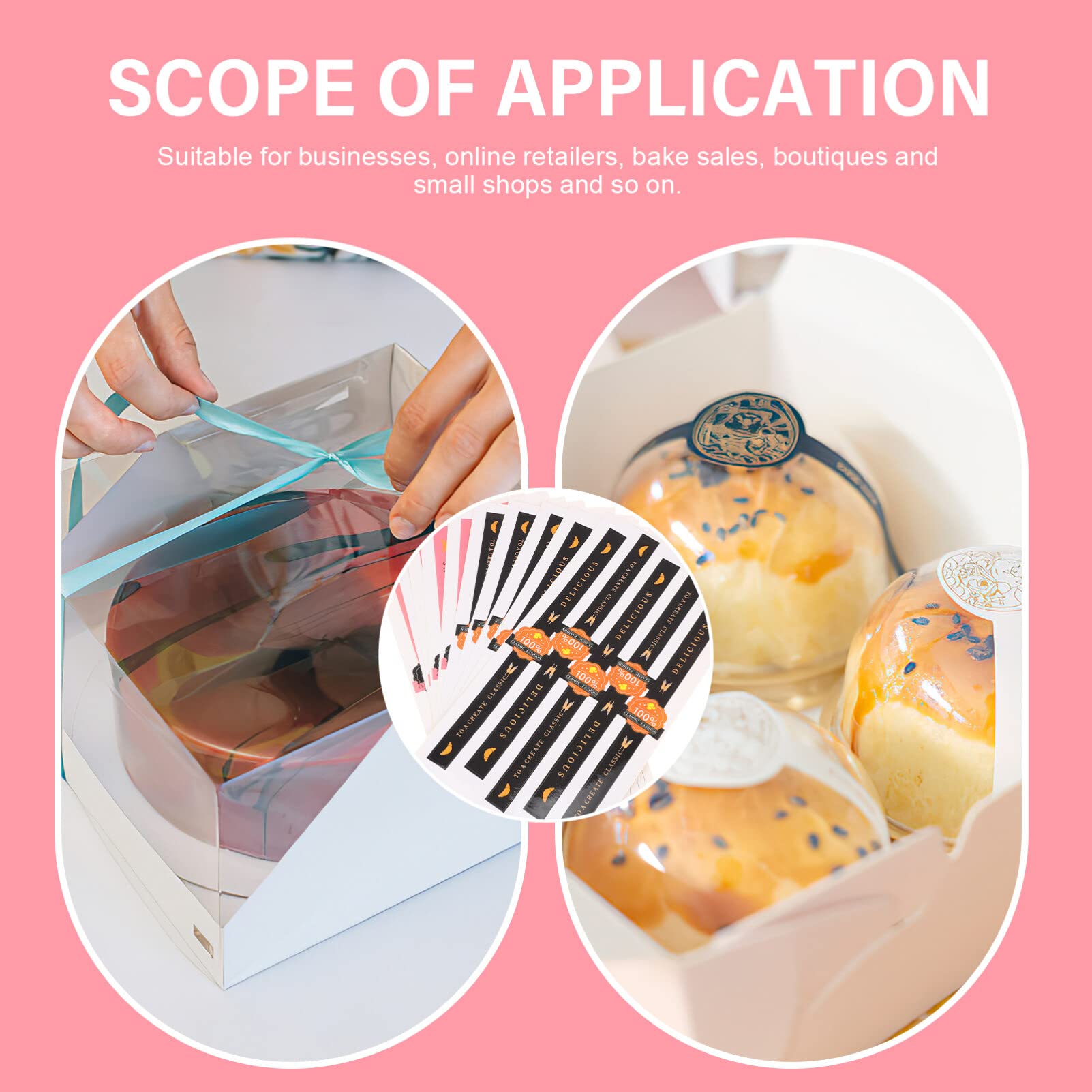 50PCS Tamper Proof Pastry Seal Stickers for Cake Box Packaging, Bakery Wrapping, Drink Sealing - Food Safe Adhesive Labels for Secure Baking & Dessert Packaging