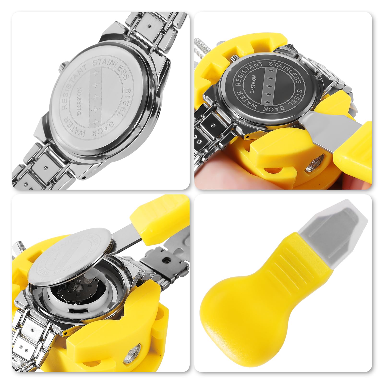 4 PCS Professional Watch Back Removal Tool Kit - Pry Watch Back Case Opener & Battery Replacement Set for Watch Repair - Perfect for Jewelers, Watchmakers & DIY Enthusiasts