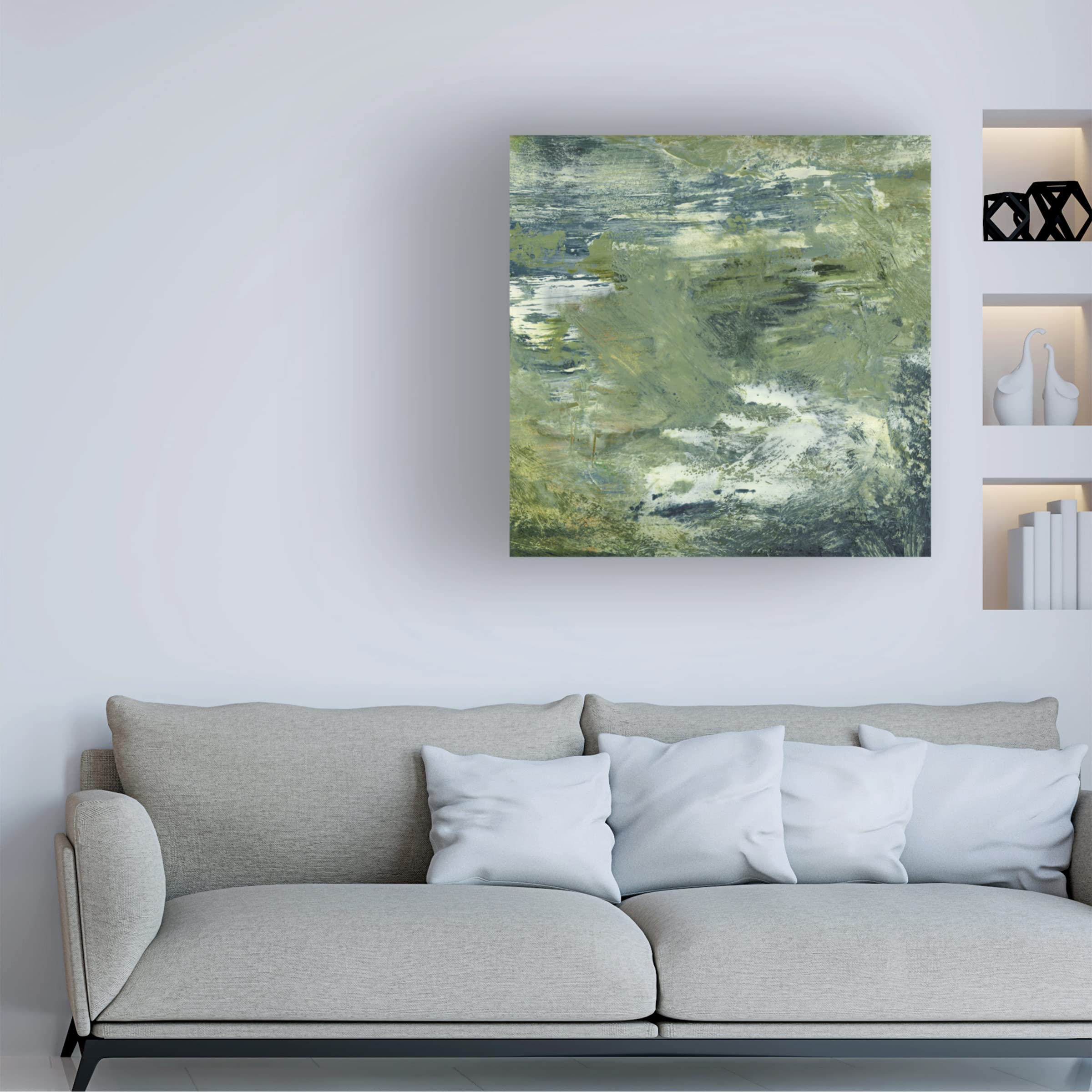Sharon Gordon 'Encaustic Tile In Green II' Canvas Wall Art Print - Modern Abstract Home Decor for Living Room, Bedroom & Office