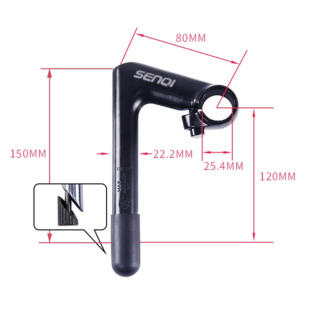 SENQI 22.2x25.4mm Electroplated Gooseneck Stem - Aluminum Alloy Bicycle Seatpost with Teeth (80x220x240mm) - Silver BSB040 - Perfect for MTB, Road Bikes & Cycling Accessories