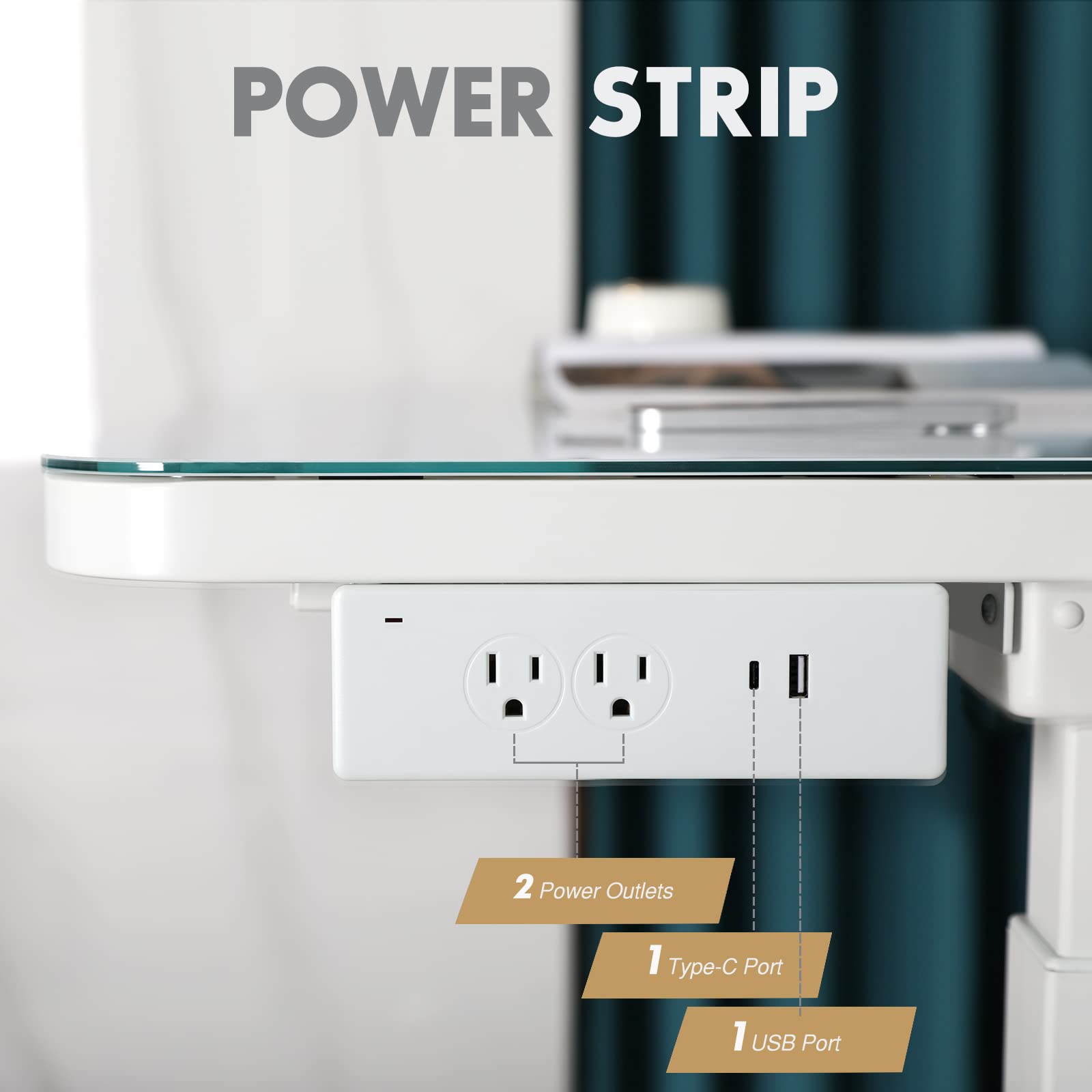 Adjustable Height Glass Standing Desk with Drawers - 45 x 23 Inch, Touch Control, Power Outlet, USB Ports & Wireless Charging - Dual Motor Sit Stand Desk for Home & Office (White) - Perfect for Remote Work, Gaming & Ergonomic Workspaces