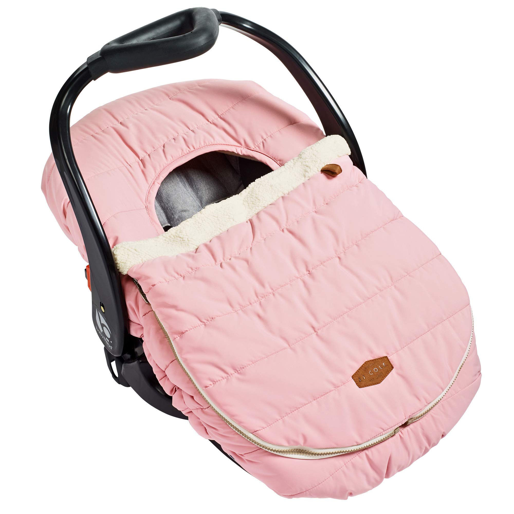 JJ Cole Infant Car Seat Cover - Winter Resistant Stroller & Baby Carrier Cover in Blush Pink - Keep Baby Warm & Cozy for Outdoor Walks, Shopping & Travel