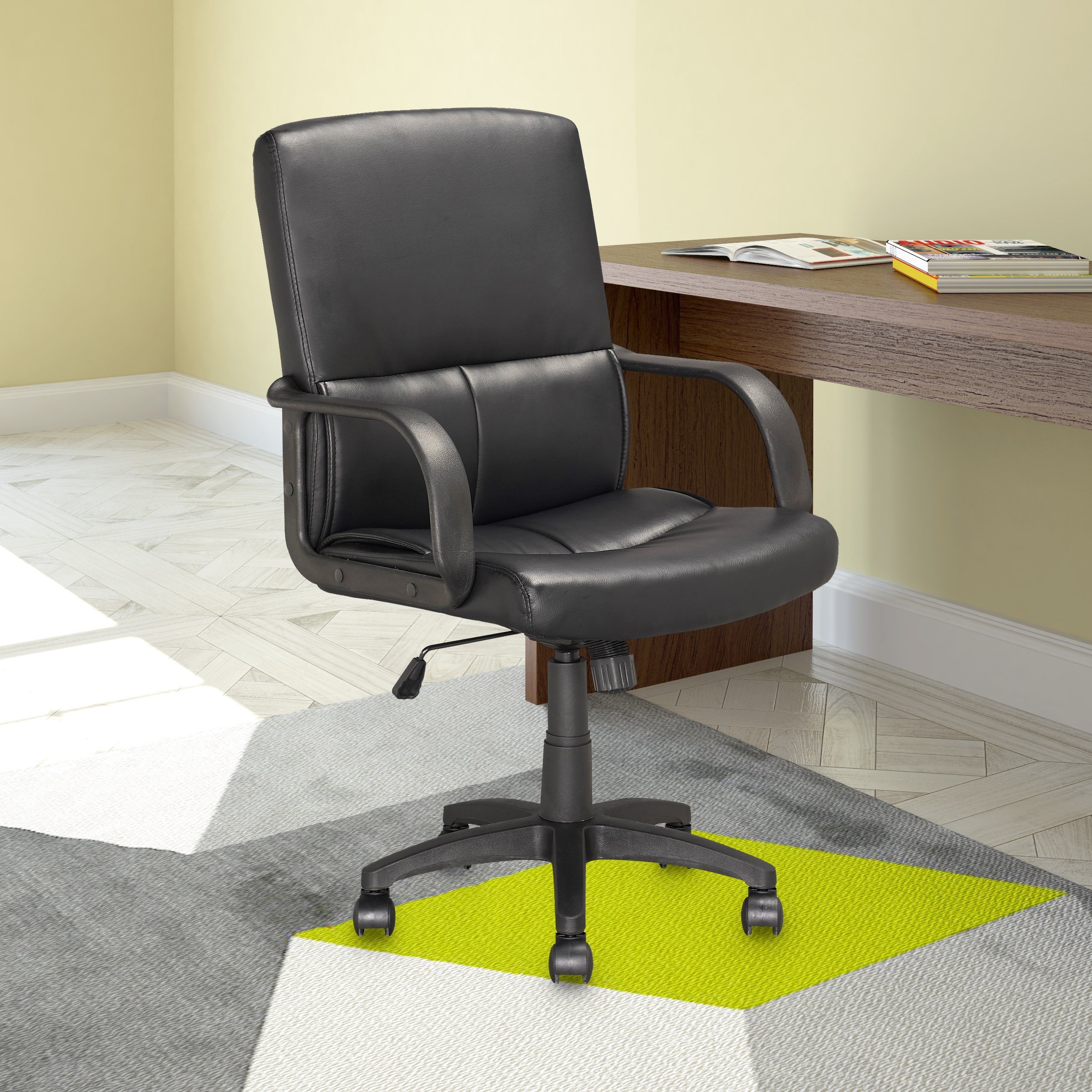 CorLiving Ergonomic Office Chair - Adjustable Height, Swivel & Rolling Desk Chair with Lumbar Support - Black - Perfect for Home Office, Gaming & Workspace
