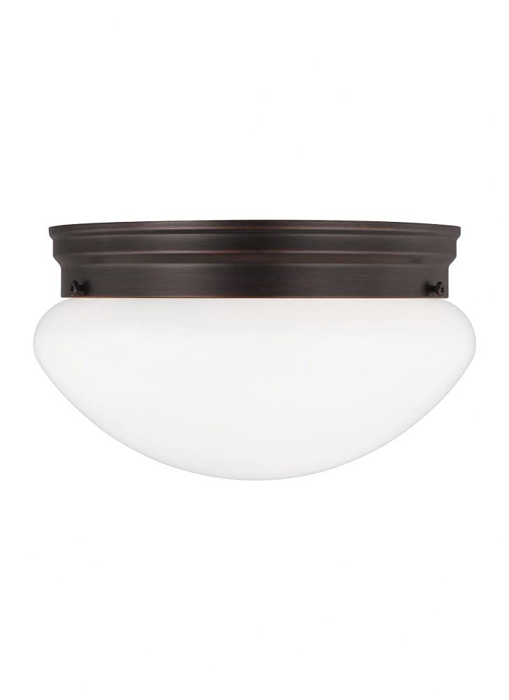 Generation Lighting 5328-710 Webster Two-Light Bronze Flush Mount Ceiling Fixture - Perfect for Bedroom, Hallway & Low-Ceiling Spaces