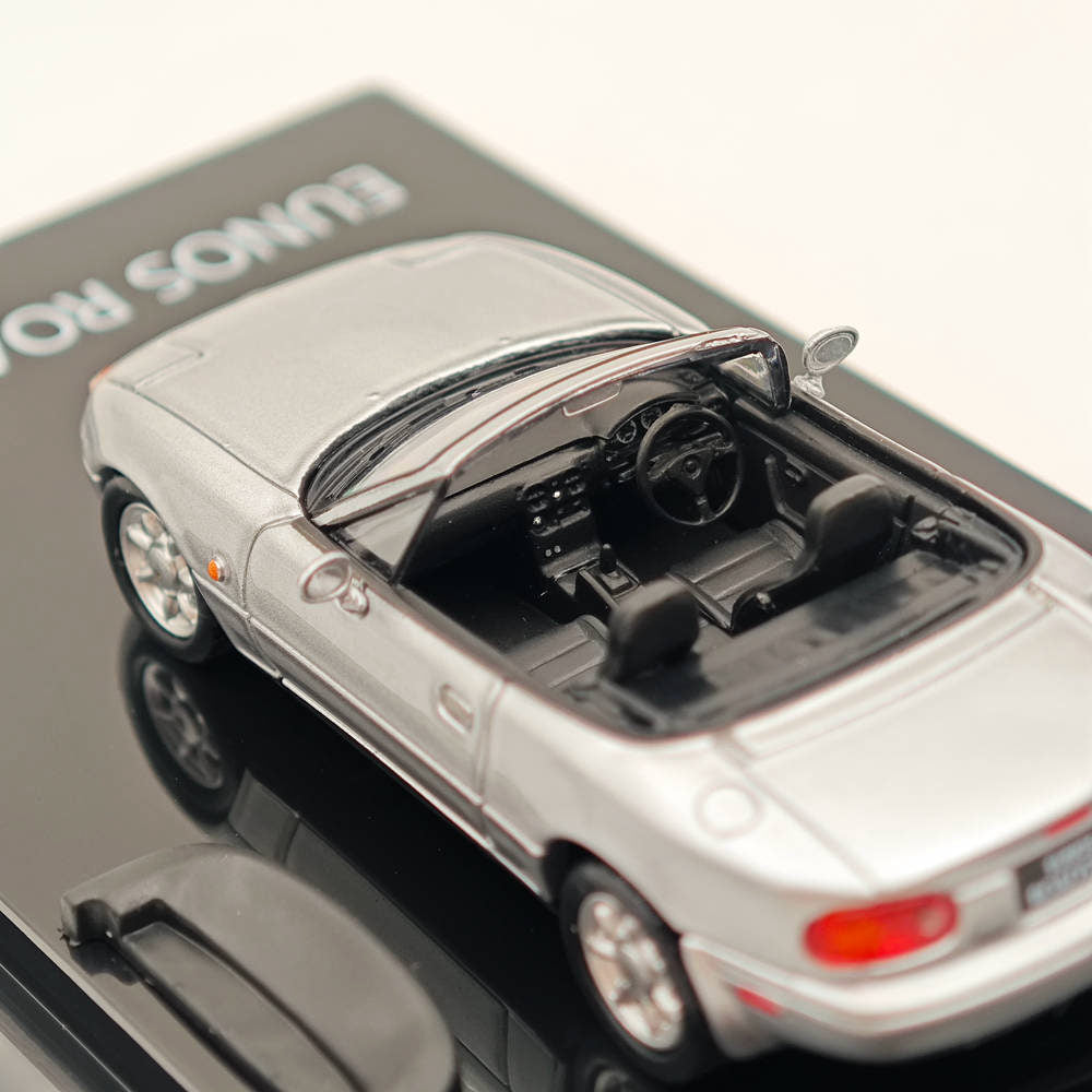 1/64 Scale Mazda Eunos Roadster NA6CE Diecast Model Car with Tonneau Cover - Limited Edition Silver HJ642025AS - Collectible Toy Car for Adults & Kids | Perfect for Display, Gifts, and Car Enthusiast Collections