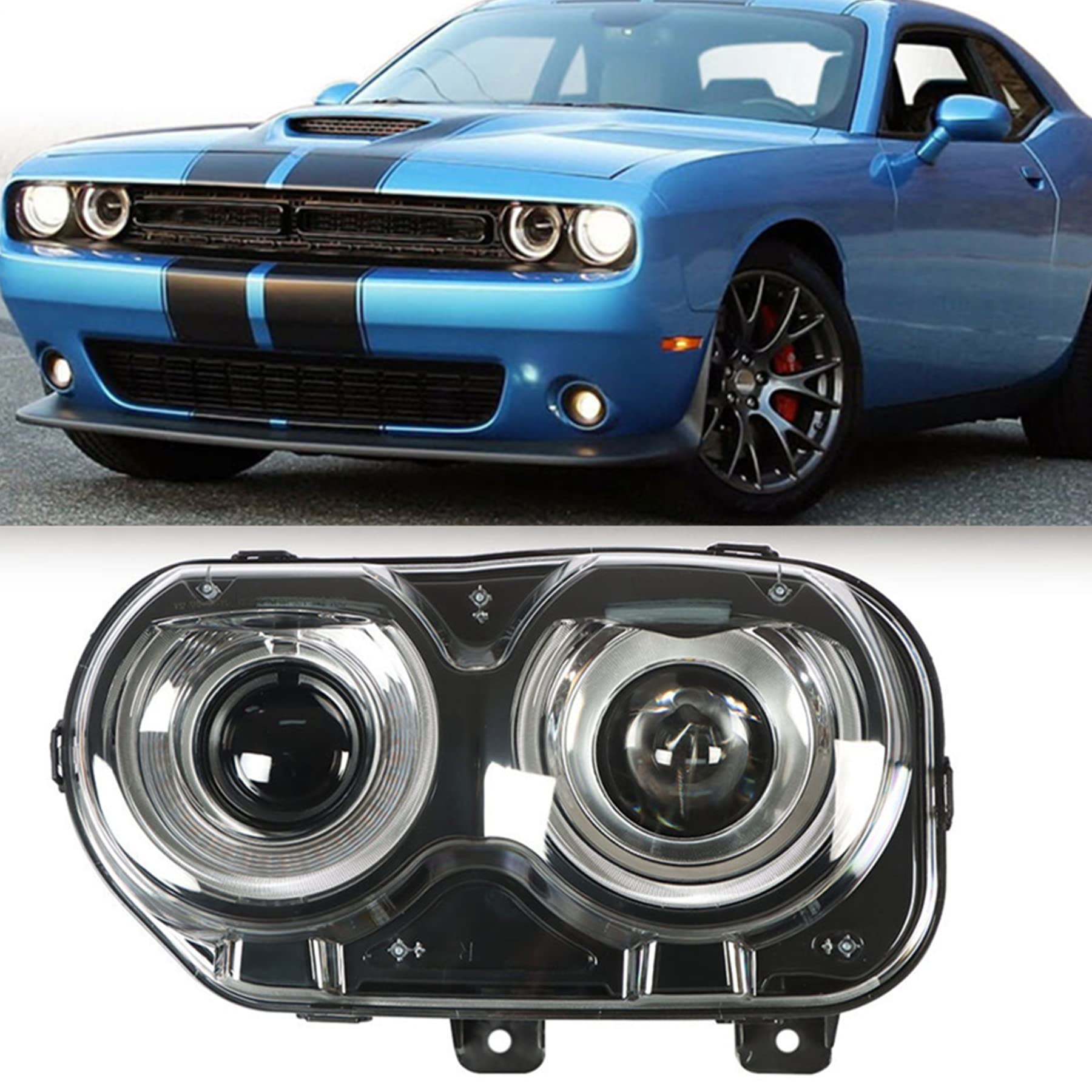 Marddpair Replacement Headlight Assembly for 2015-2018 Dodge Challenger - Projector Headlights (Part# CH2503267, 68174064AF) - Left Side - Perfect for Night Driving & Car Restoration Projects