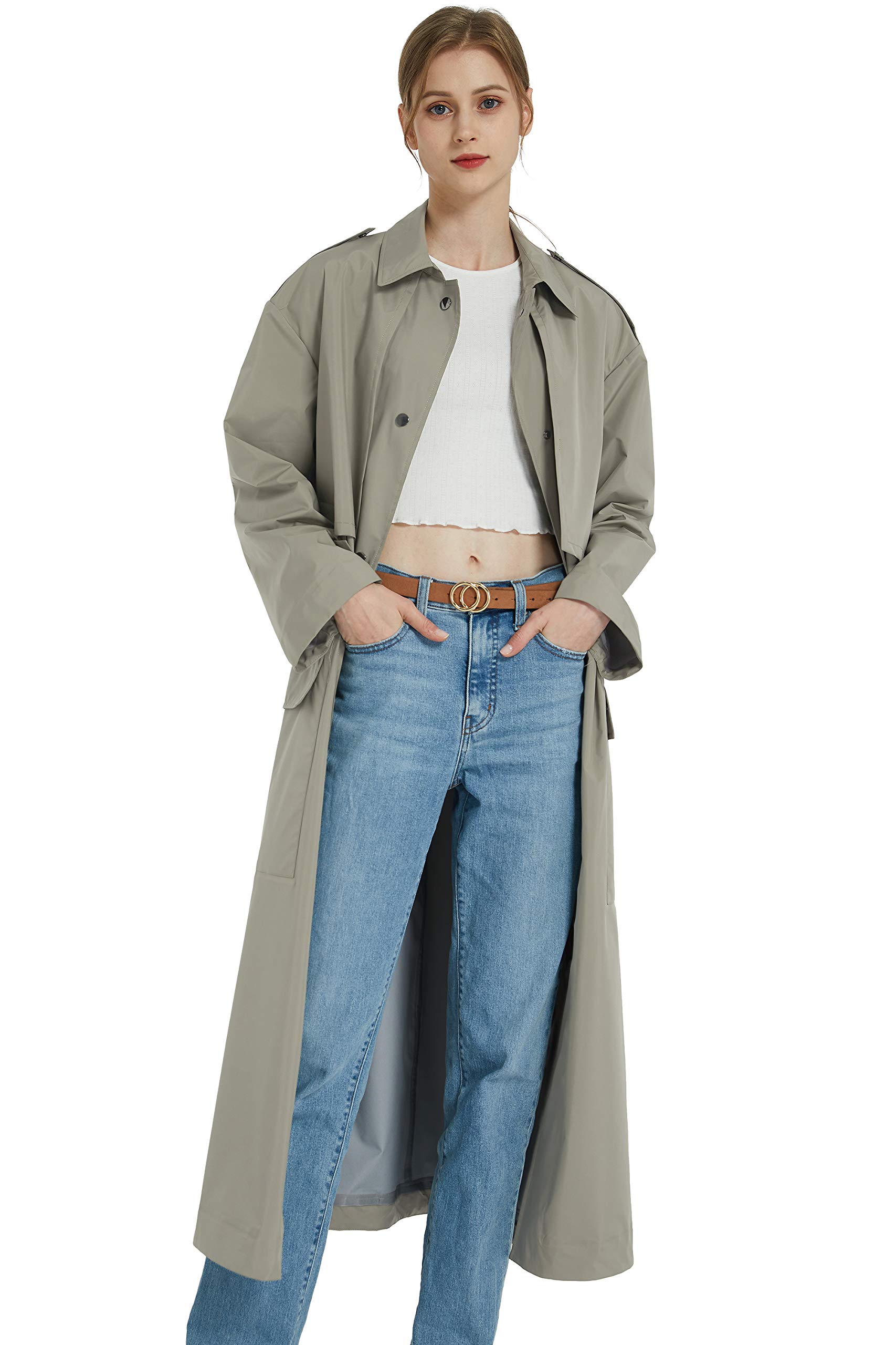Orolay Women's Trench Coat - Waterproof Windbreaker Jacket with Hood for Fall & Winter | Stylish Long Coat for Outdoor, Travel & Work Commute