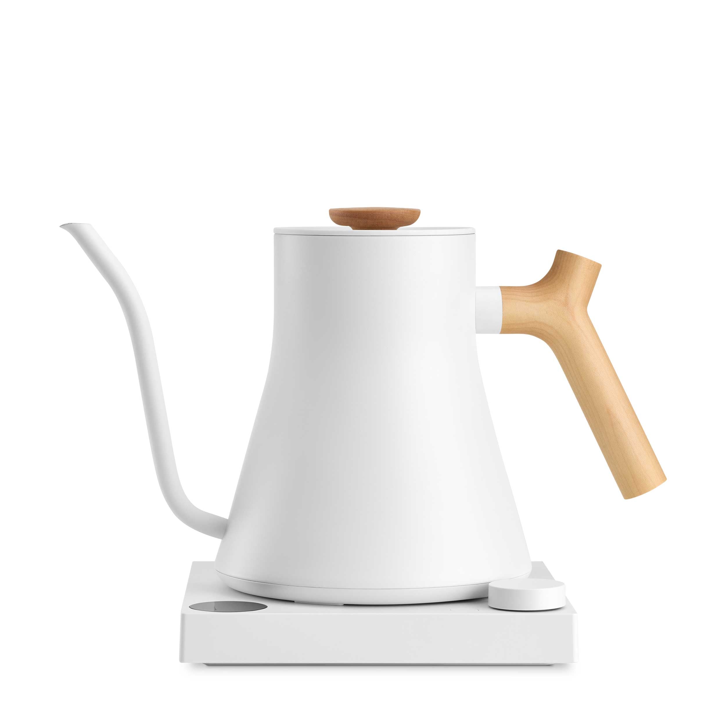 Fellow Stagg EKG Pro Electric Gooseneck Kettle - Matte White with Maple Wood Handle | Precision Pour-over Coffee & Tea Brewer for Home Baristas & Tea Enthusiasts