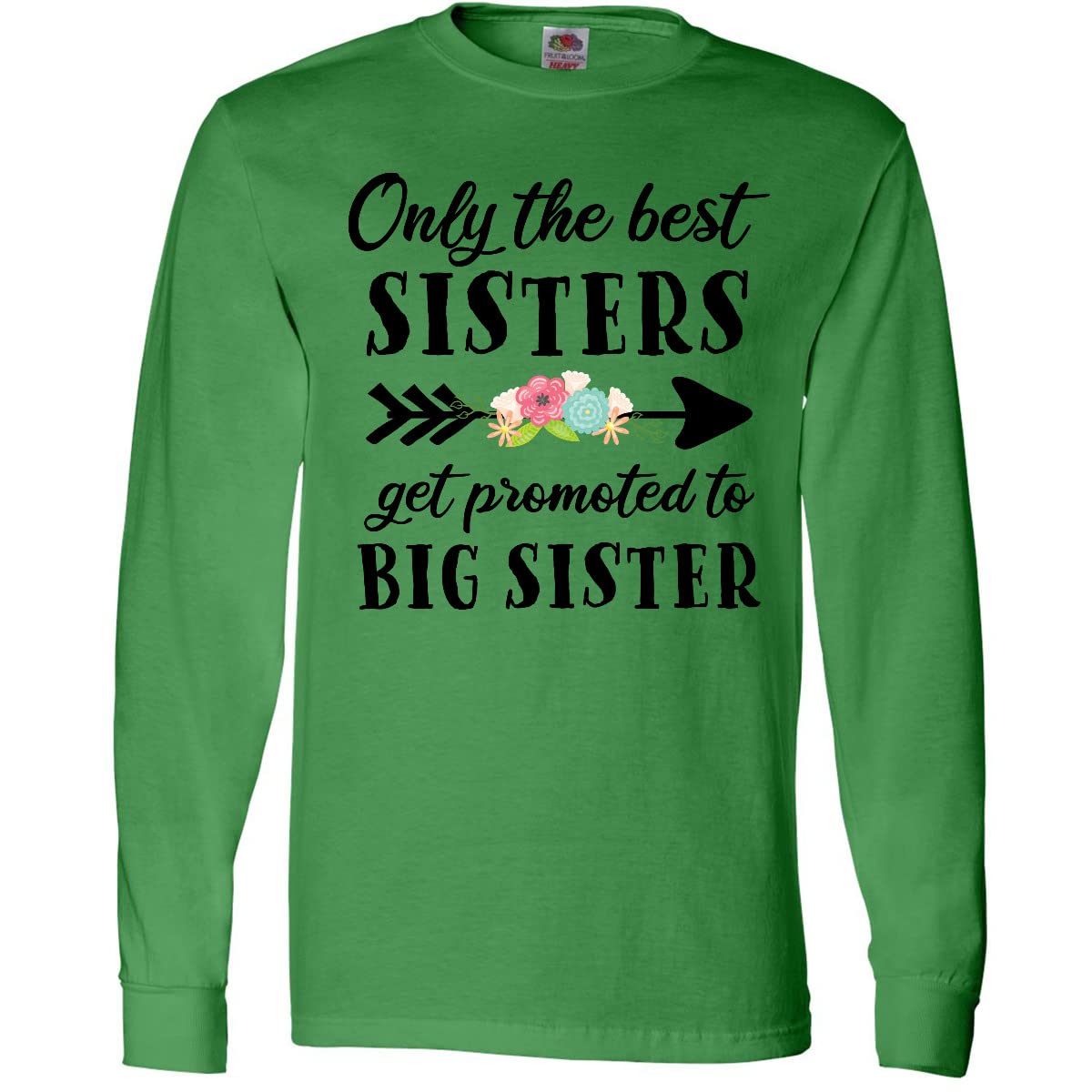 Inktastic 'Only The Best Sisters Get Promoted to Big Sister' Long Sleeve T-Shirt | Comfortable Cotton Sister Gift for Birth Announcement, Sibling Reveal & Family Bonding