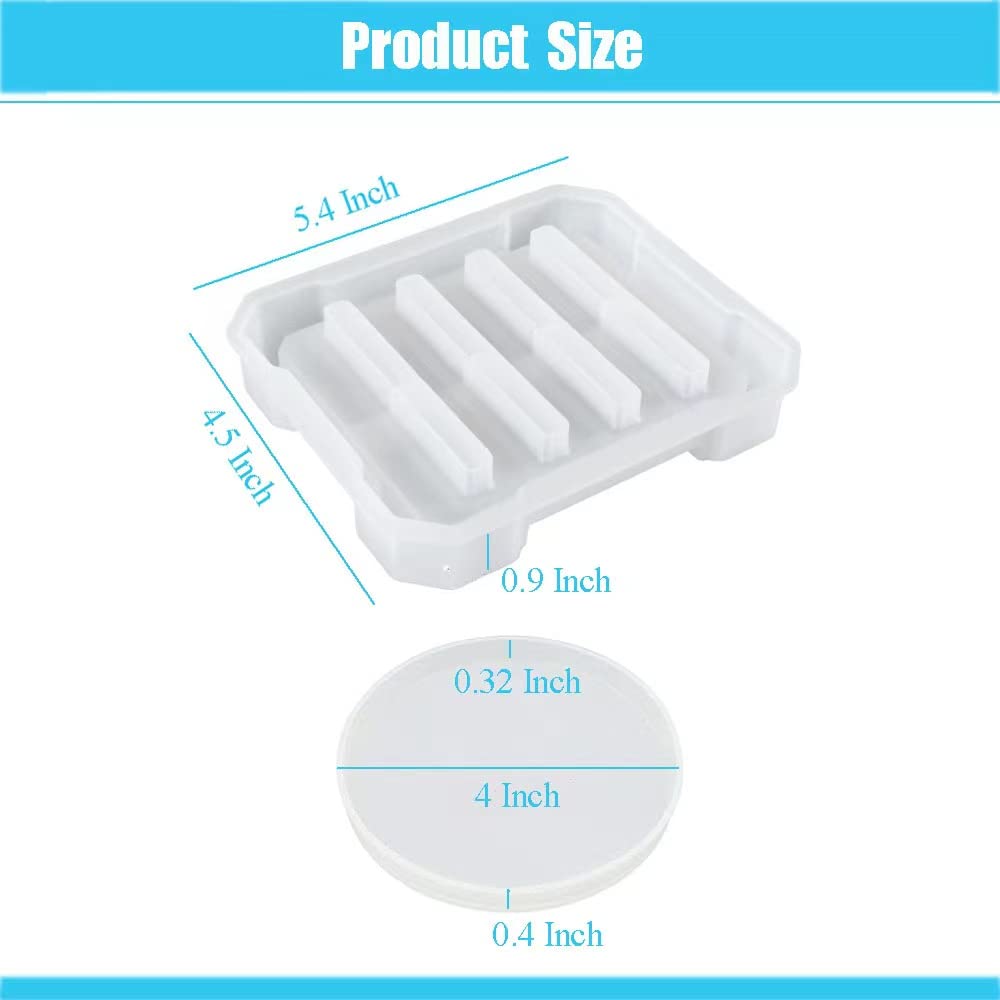 4-Piece Round Silicone Resin Coaster Molds Set with Unique Holder - DIY Epoxy Resin Casting Kit for Handmade Coasters, Cup Mats & Home Decor - Perfect for Crafting, Gift Making & Table Setting