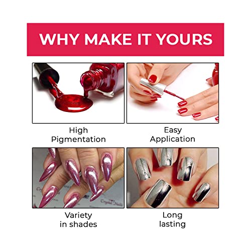 Mattlook Shine Like Mirror Nail Chrome Polish - Vibrant Red-A (Pack of 2, 24ml) for Salon-Quality Manicures & Party Nail Art