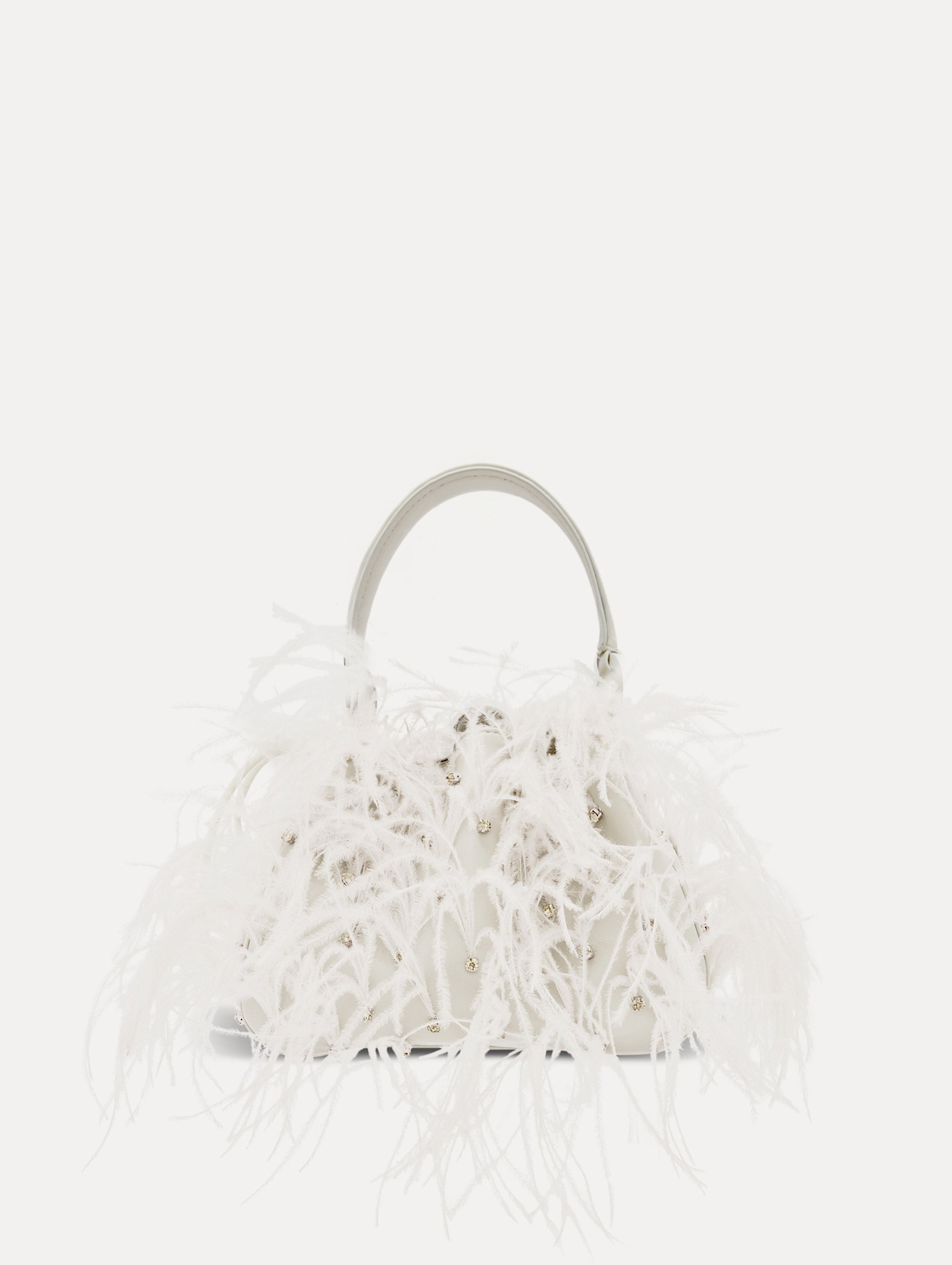 Luxury Nano Ostrich Feather O Handle Handbag for Women - Elegant Clutch Purse for Evening Parties, Weddings & Special Occasions