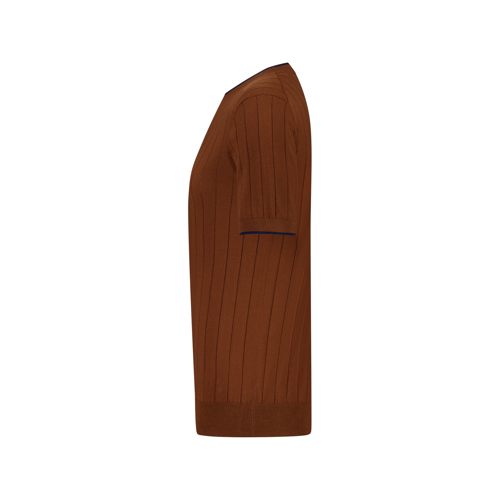 McKinnon Ribbed Crewneck Shirt for Women - Soft Stretch Brown Knit Top - Casual Wear & Layering Essential