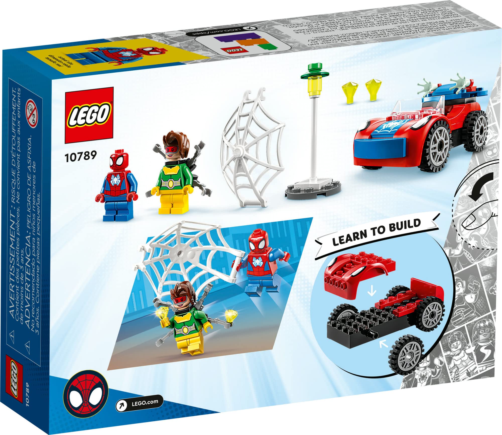 LEGO Marvel Spider-Man's Car & Doc Ock Building Set 10789 - Glow in The Dark Superhero Toy for Kids Ages 4+ | Creative Play, Birthday Gift & Collectible for Marvel Fans | Perfect for Pretend Play & Room Decor