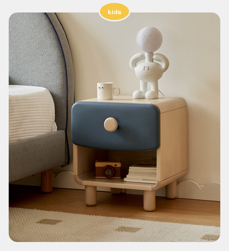 Solid Wood Kids Nightstand - Birch & Poplar Modern Bedside Table for Children's Room - Perfect for Bedrooms, Nurseries & Playrooms