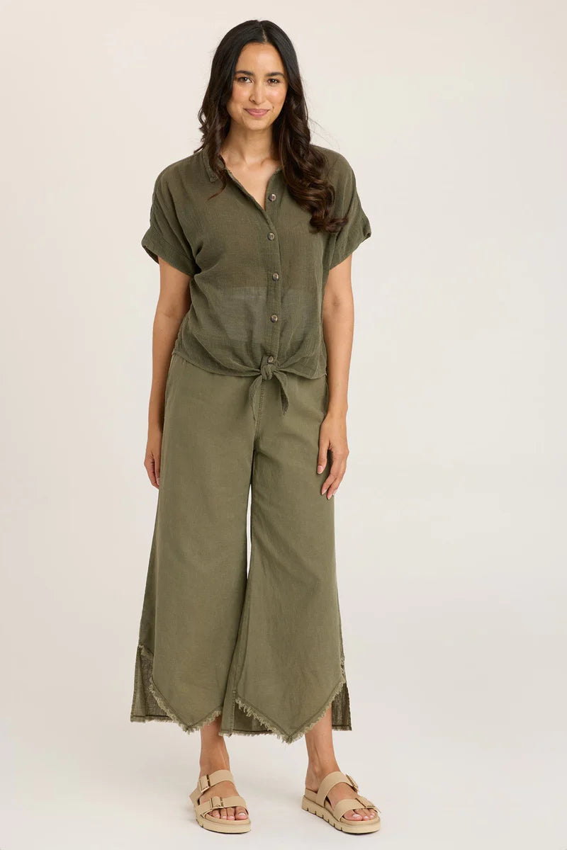 Astri Pants - Kombu Pigment Dye Casual Trousers for Women | Comfortable & Stylish | Perfect for Everyday Wear, Office & Outings