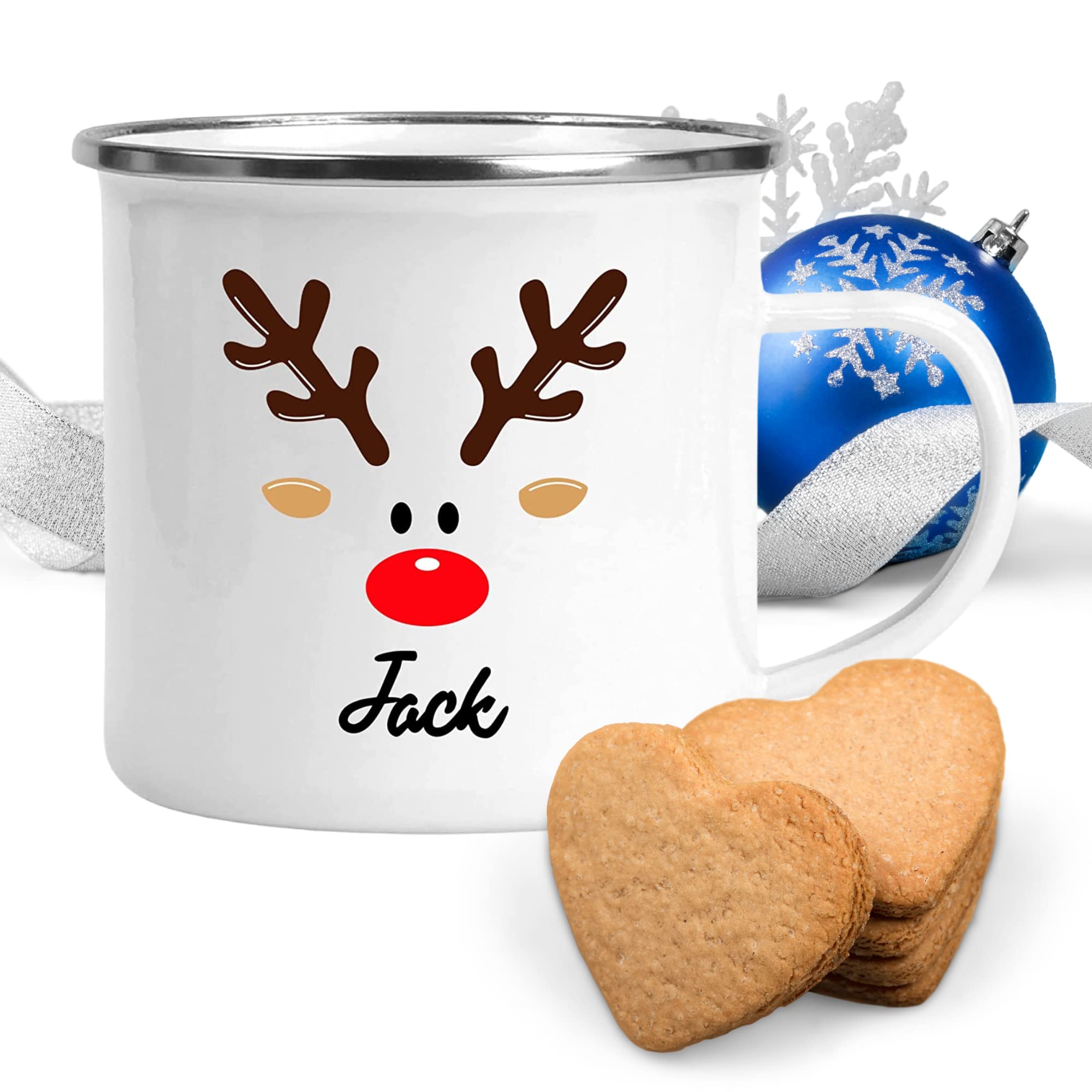 Personalized Kids Hot Chocolate Mugs with Reindeer Design - Christmas Cocoa Cups for Children, Insulated Travel Mug for Winter Drinks - Perfect for Holiday Gifts, School Lunch, and Cozy Family Moments