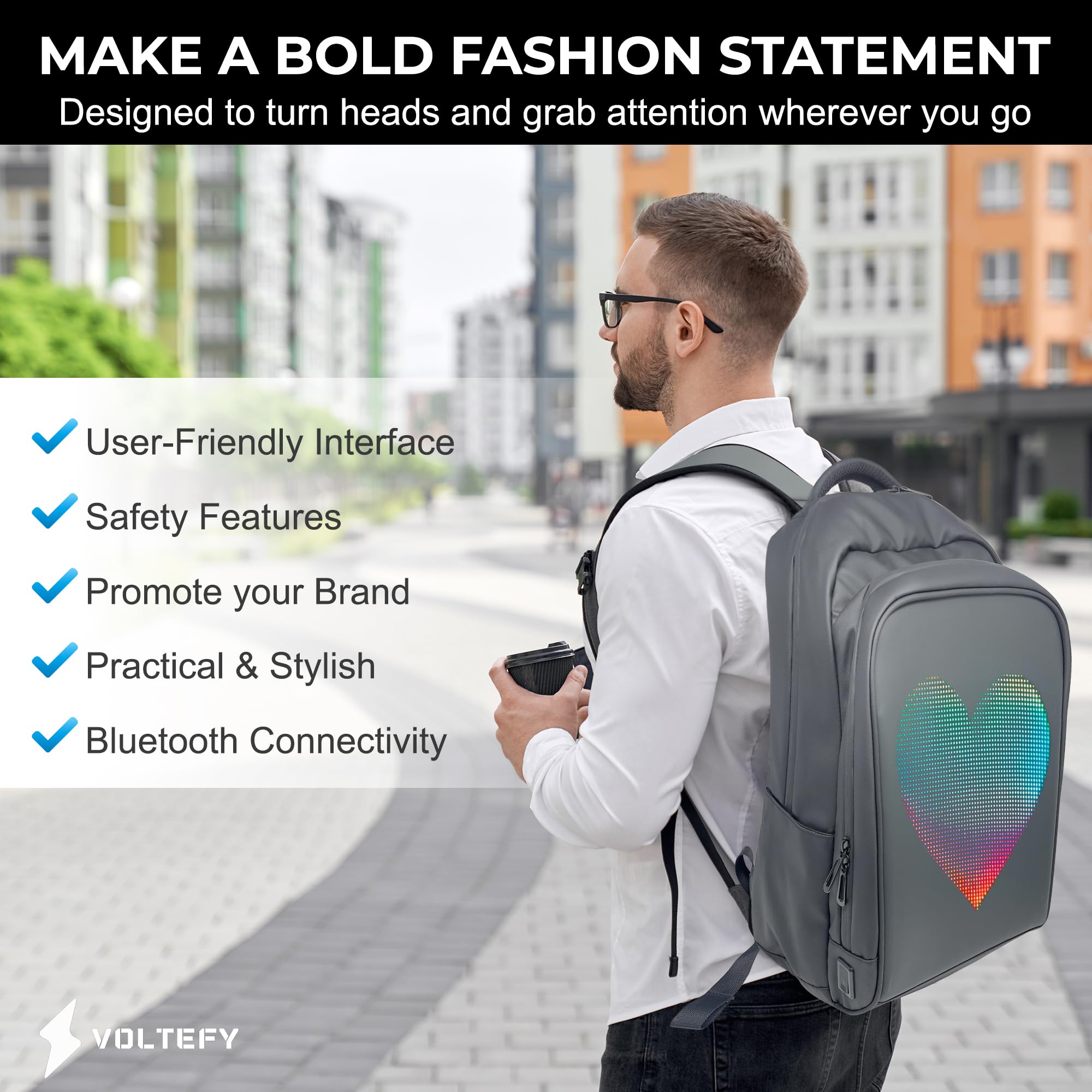Programmable LED Backpack with Digital Screen - Waterproof Motorcycle & Travel Laptop Backpack for Men & Women - USB Charging Port, Large Capacity - Perfect for Commuting, Cycling, Rave Parties & Night Running