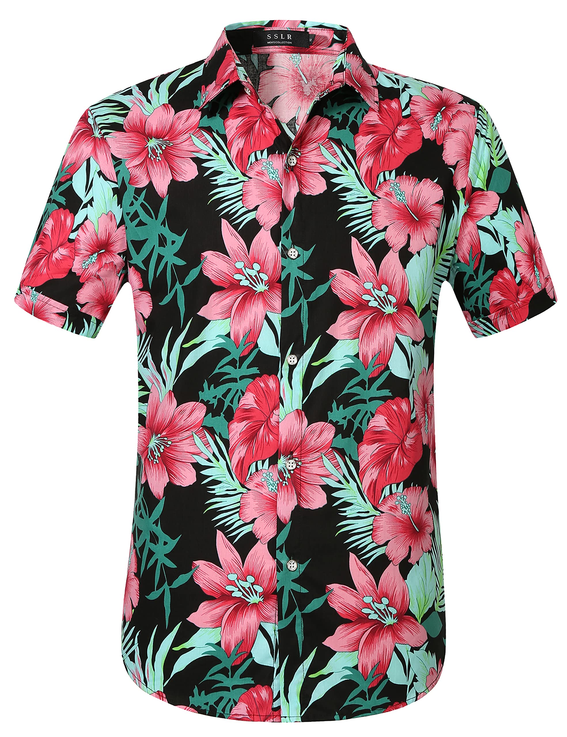 Men's Hawaiian Shirt - SSLR Casual Short Sleeve Button Down Shirt for Summer Beach Vacation, Luau Party & Tropical Outfit | Breathable & Stylish Aloha Shirt