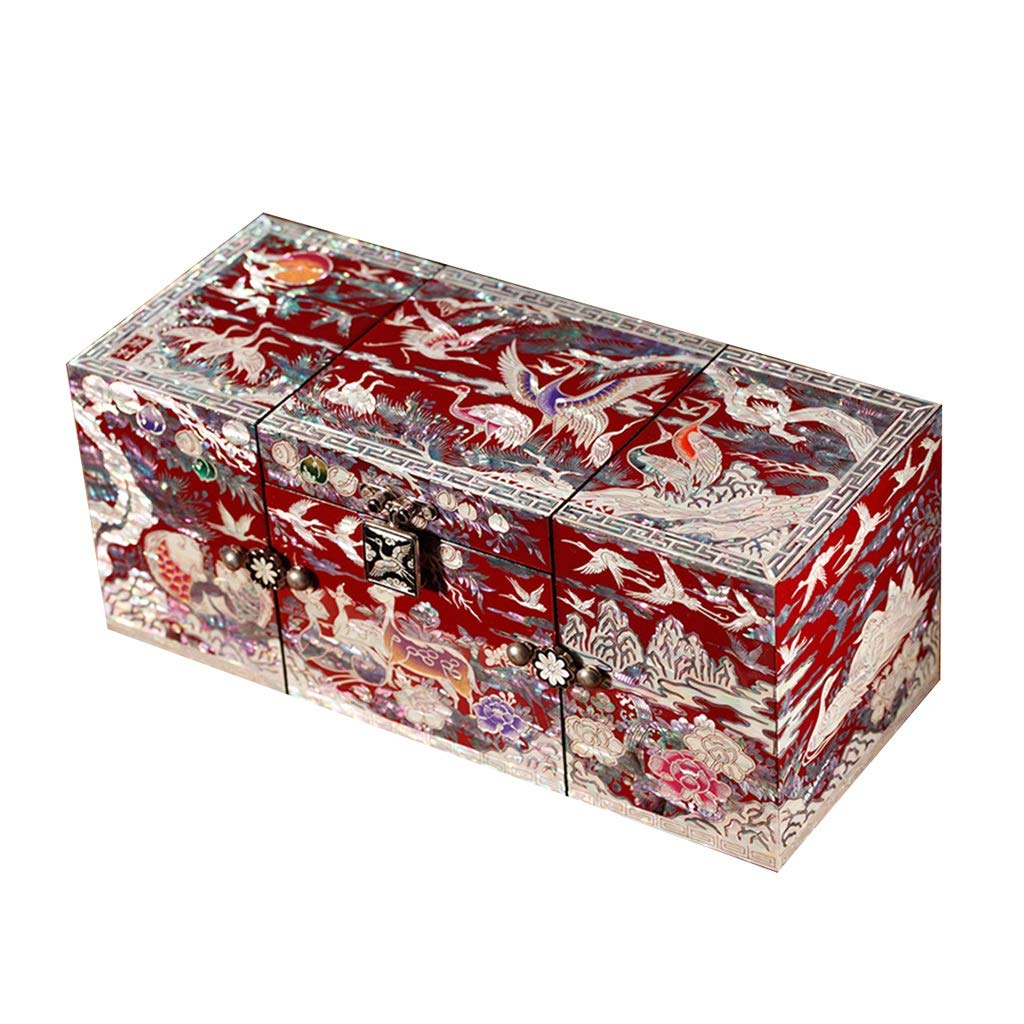 Vintage Jewelry Box for Women - Elegant Red Jewelry Storage Organizer with Multi-Compartment, 24.2x10x10cm - Perfect for Dressing Table, Gift for Girlfriend, Best Friend, Birthday & Anniversary Present