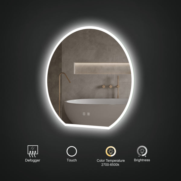 ICO Hudson 32x30 Inch LED Bathroom Mirror with Dimmable Lights - Perfect for Vanity, Makeup, and Modern Bathroom Decor