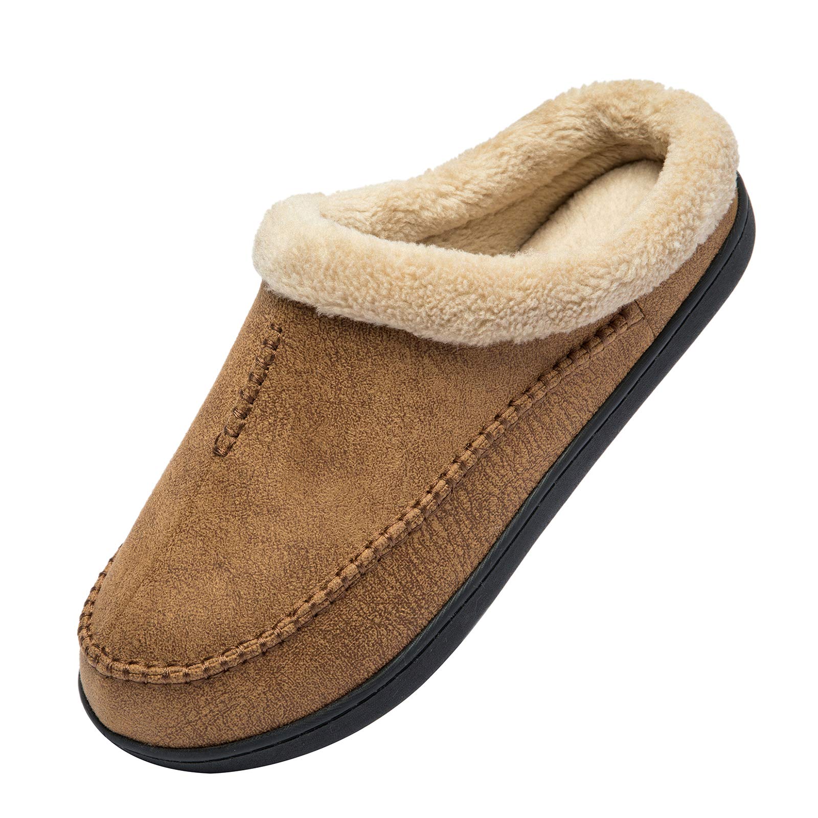 WOTTE Men's Moccasin Slippers - Soft Microsuede with Fleece Lining & Memory Foam - Indoor/Outdoor House Shoes for Comfort & Warmth - Perfect for Lounging at Home, Running Errands, or Backyard Relaxation