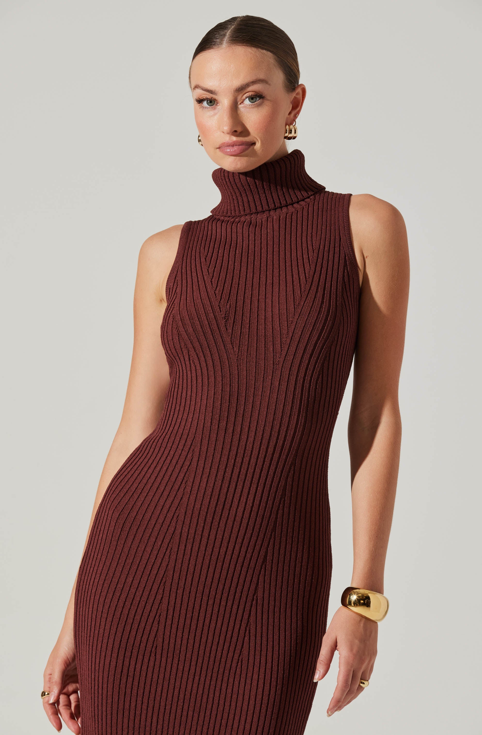 Channary Women's Sleeveless Turtleneck Sweater Dress - Slim Fit Knit Bodycon Midi Dress for Fall Winter Fashion | Perfect for Office, Date Night & Holiday Parties