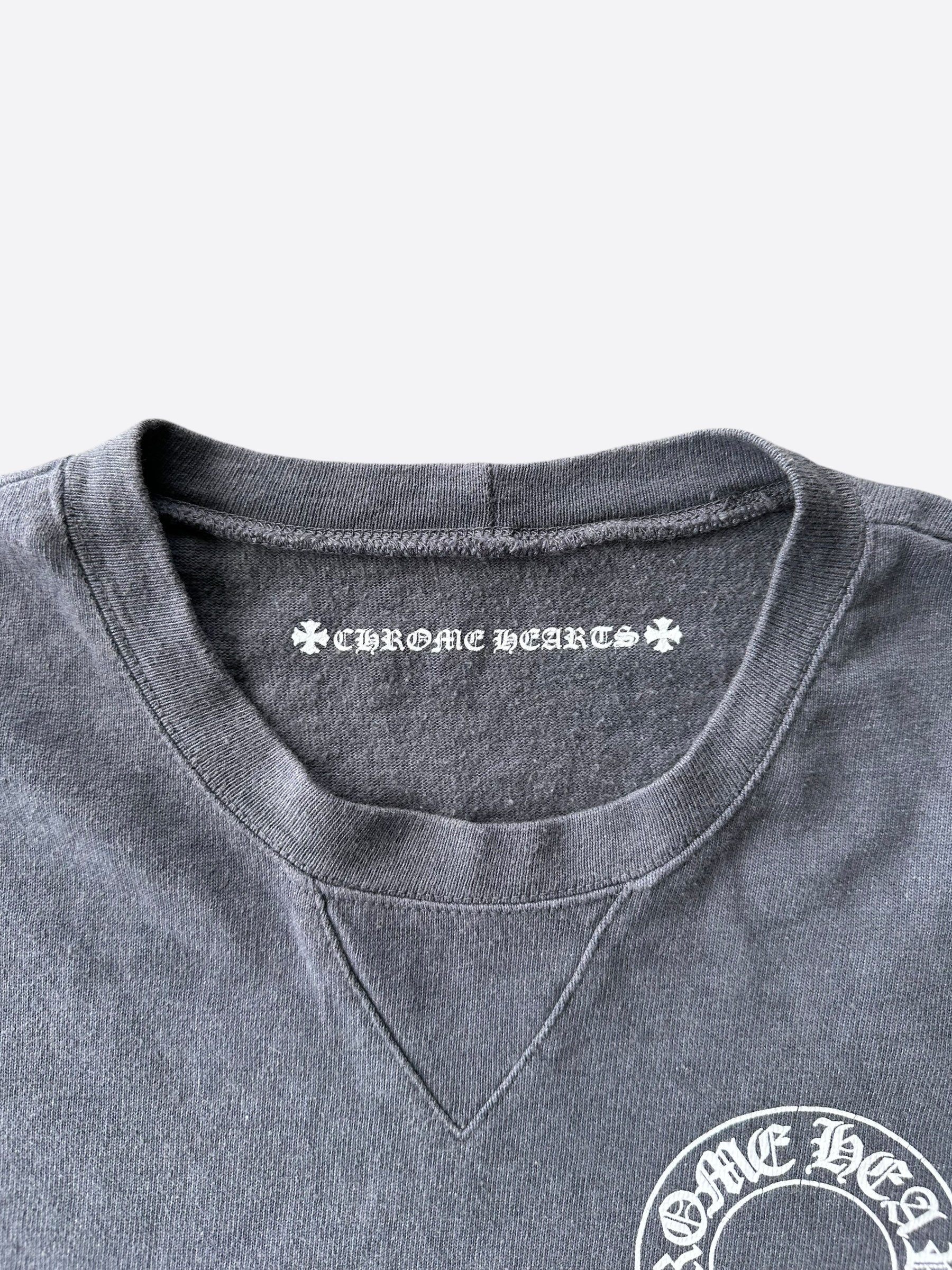 Chrome Hearts Grey & White Horseshoe Logo Sweater for Men & Women | Trendy Oversized Pullover for Casual Wear & Street Style Outfits