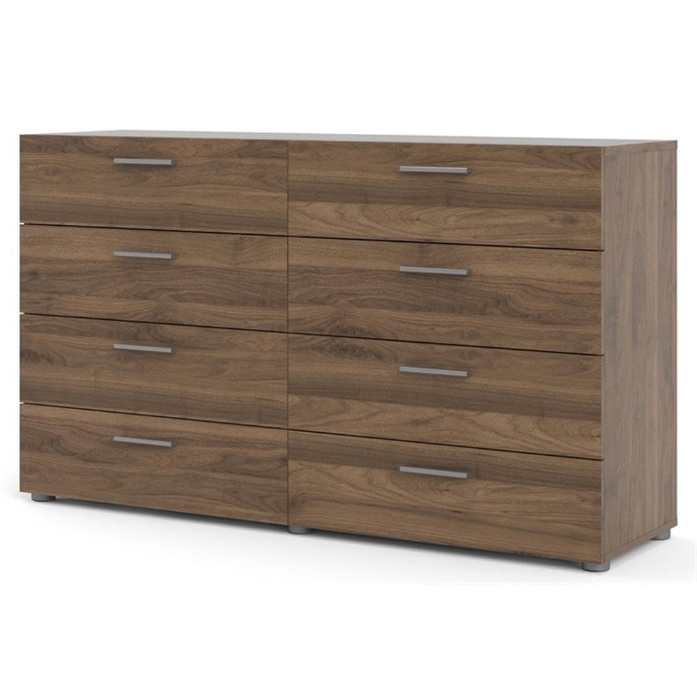 Pemberly Row 8-Drawer Double Dresser in Walnut - Solid Wood Bedroom Furniture for Storage & Organization | Perfect for Master Bedroom, Guest Room & Nursery