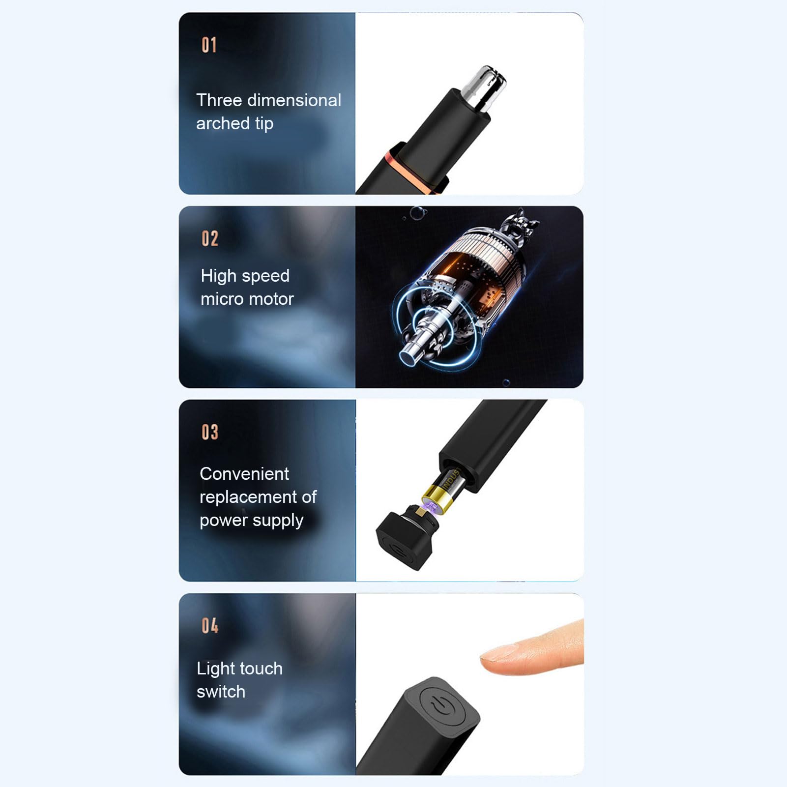 Electric Nose & Ear Hair Trimmer - Portable Stainless Steel Rechargeable Clipper for Men, Waterproof & Washable Grooming Kit - Perfect for Travel, Home Use & Personal Grooming Routine
