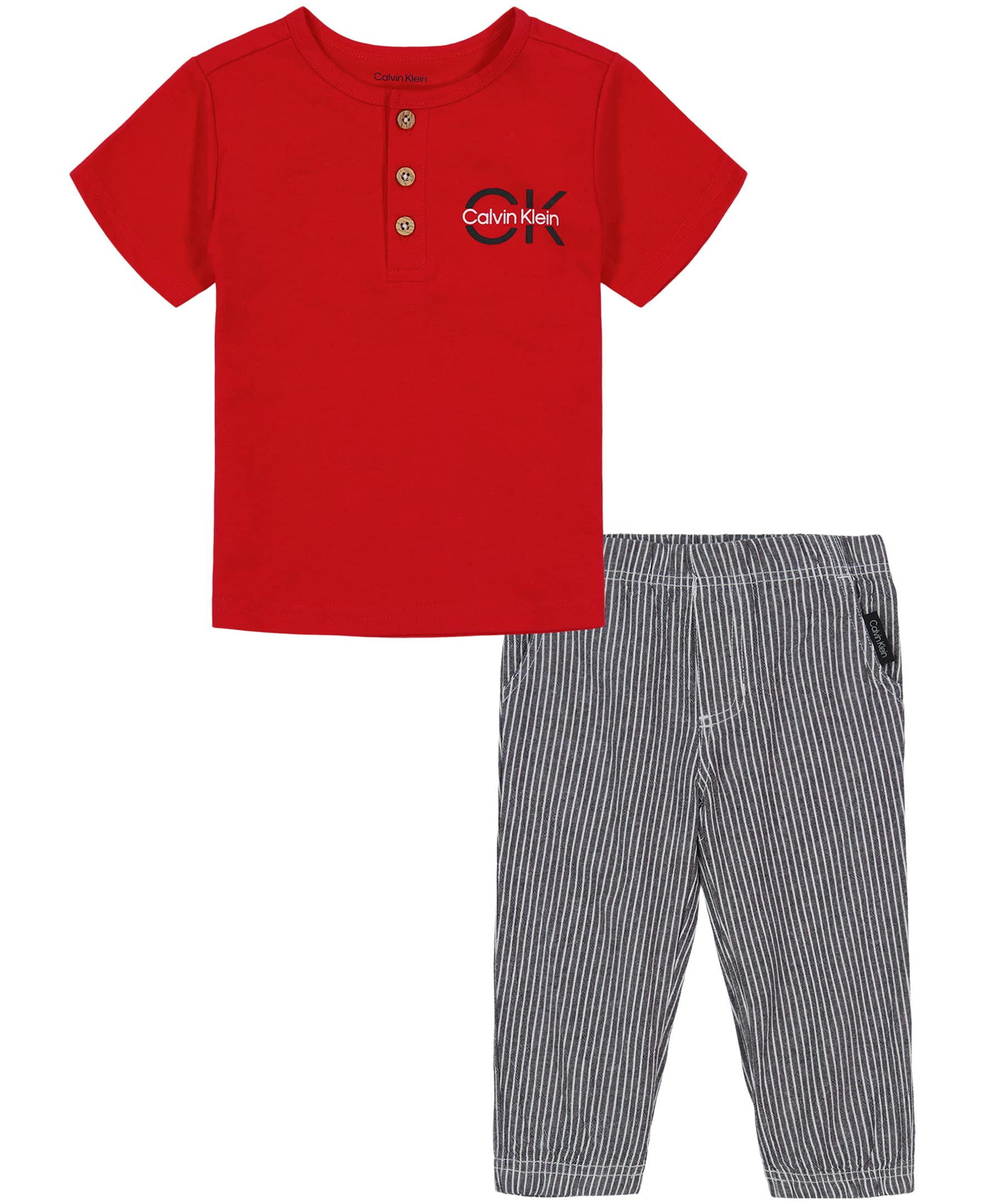 Calvin Klein Baby Boys 3-Piece Pant Set | Soft Cotton Outfit for Newborns & Toddlers | Perfect for Playdates, Family Photos & Everyday Comfort