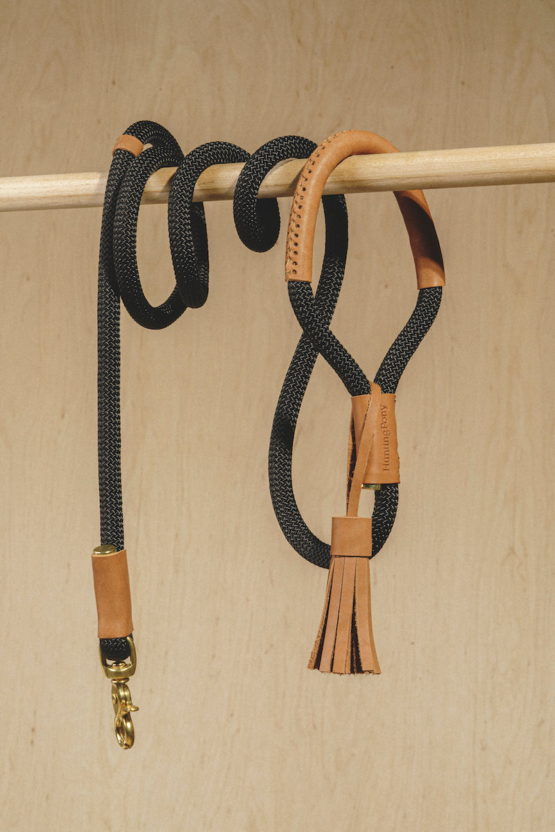 Premium Makarony Dark Rope Dog Leash and Ginger Collar Set - Durable Walking Kit for Small to Medium Dogs | Perfect for Daily Walks, Training, and Outdoor Adventures