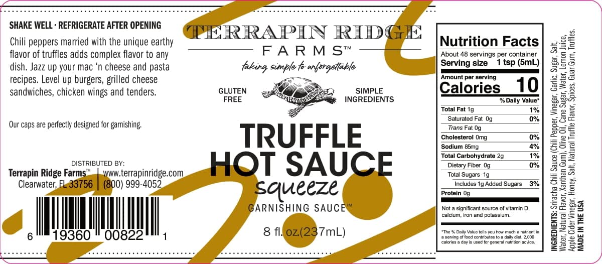Terrapin Ridge Farms Truffle Hot Garnishing Sauce - 2 Pack (8 oz Each) | Premium Truffle Infused Hot Sauce for Pizza, Pasta & Burgers | Gourmet Condiment Gift Set