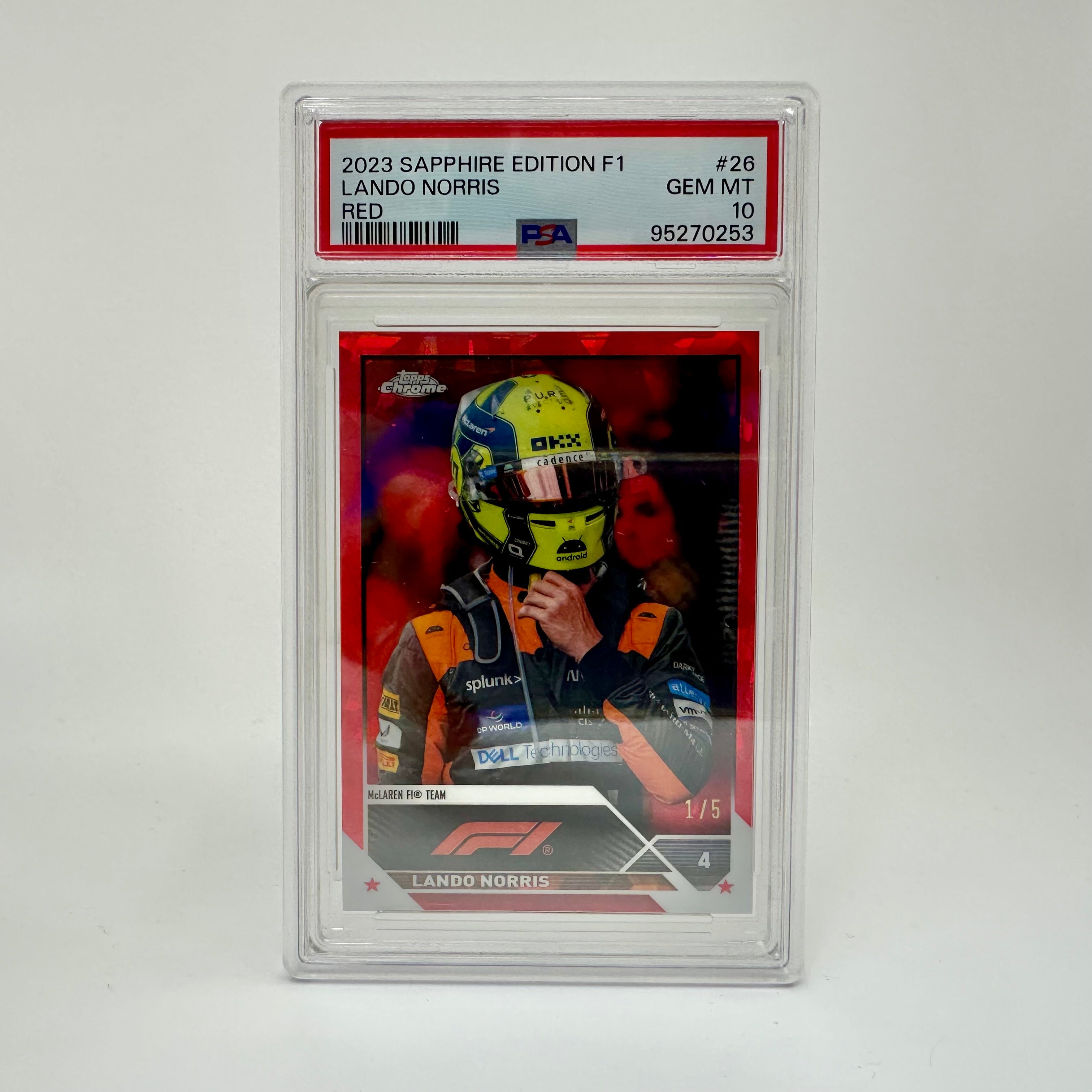 2023 Topps Chrome Sapphire PSA 10 Lando Norris #26 Red F1 Racing Card - Perfect for Collectors, Fans & Sports Memorabilia Displays