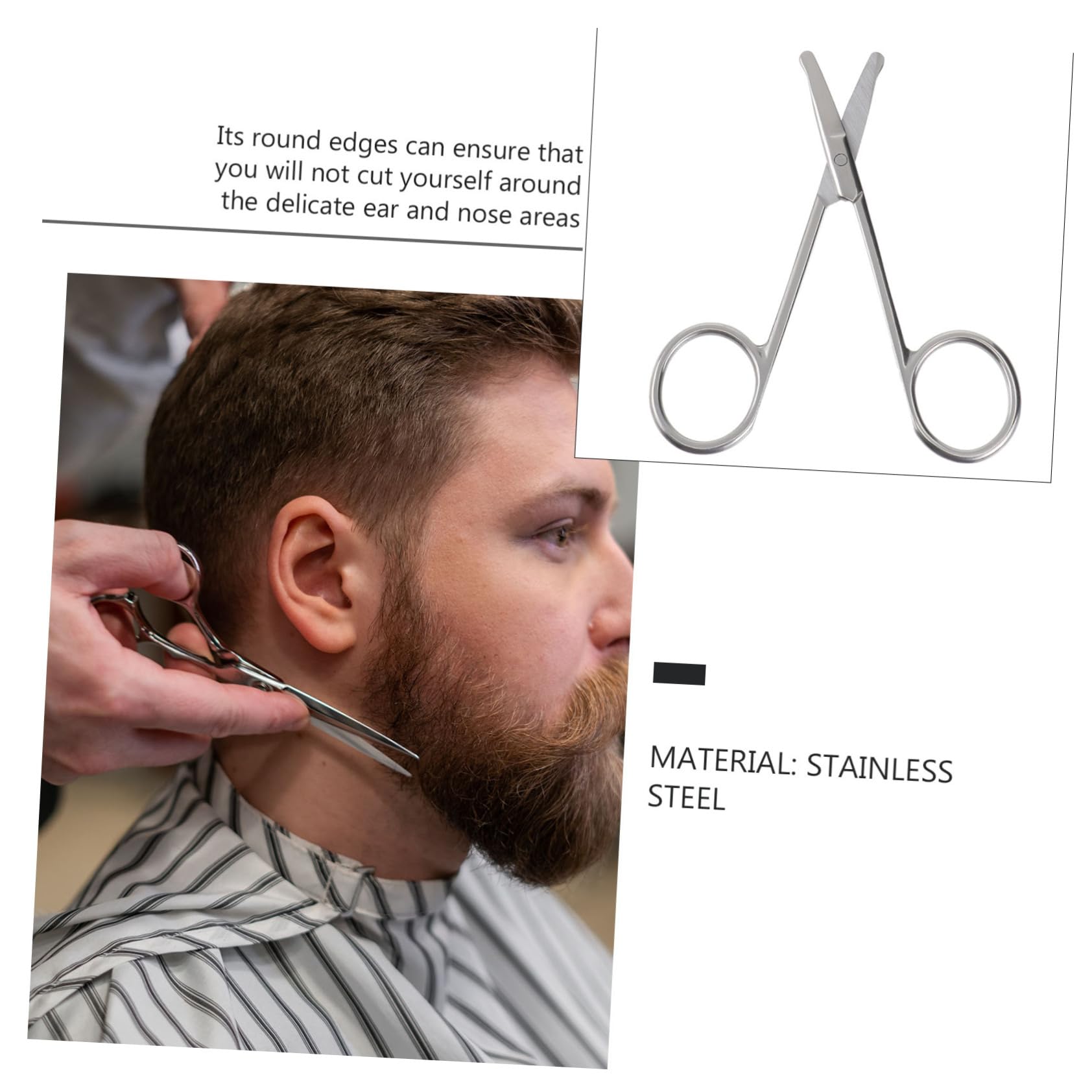 NOLITOY 2-Piece Stainless Steel Nose & Ear Hair Trimmer Scissors Set - Precision Grooming Tool for Men & Women | Eyebrow, Facial & Vibrissa Trimming | Home & Travel Use