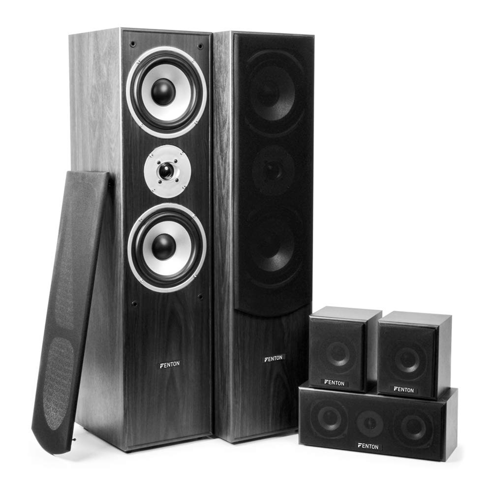 Fenton 5.0 Home Theater System - Black Surround Sound Speaker System with Powerful Audio for Movies & Music | Perfect for Living Room Entertainment & Home Cinema Experience