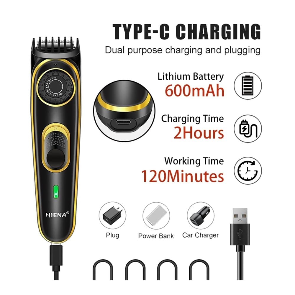 Professional Barber Hair Clipper Set - USB Rechargeable, Adjustable Knob for Precision Haircuts, Includes 2 Razors (Blue) - Perfect for Home Grooming & Salon Use