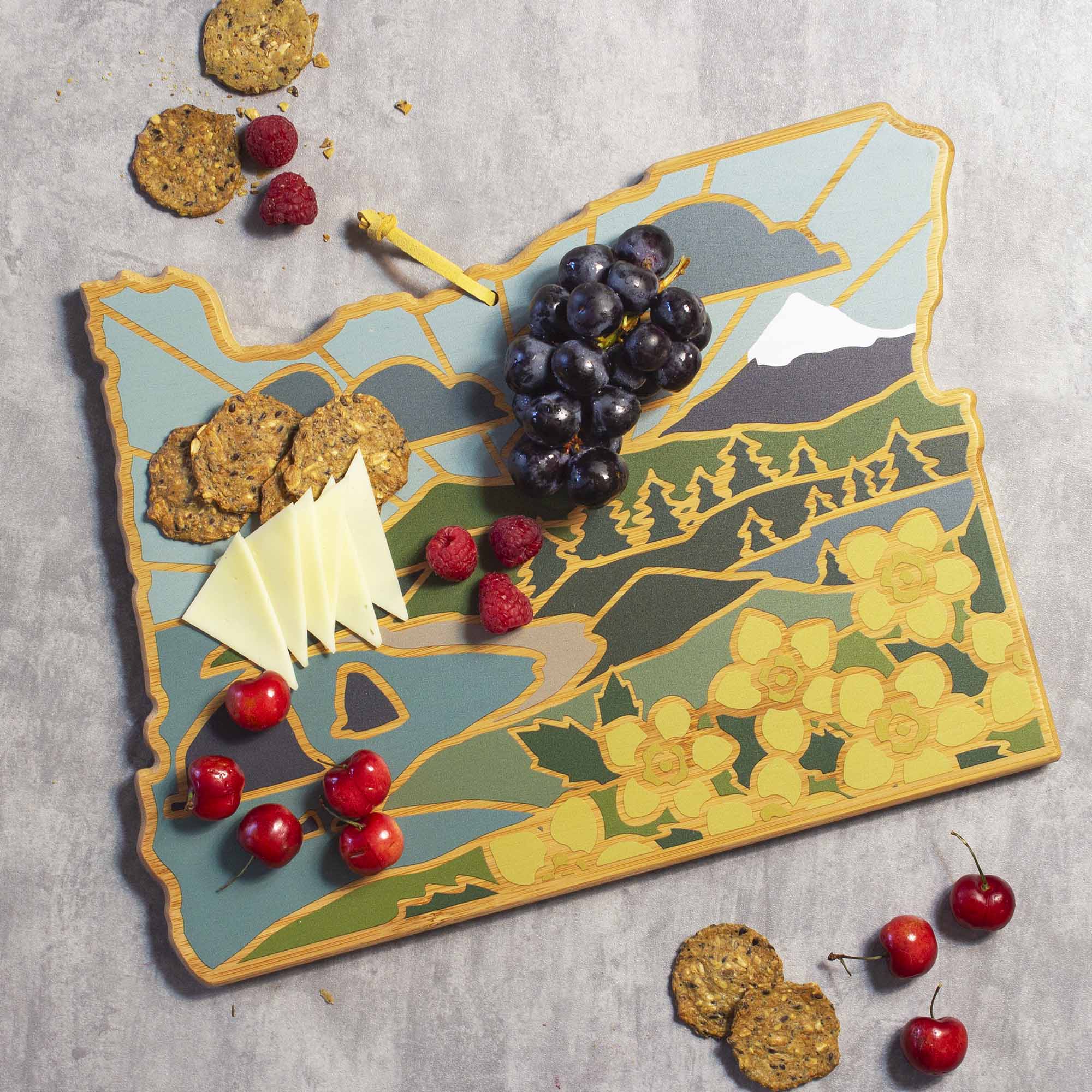 Premium Oregon Wood Cutting Board with Handcrafted Artwork by Summer Stokes - Perfect for Kitchen, Charcuterie Boards, and Home Decor Gifts