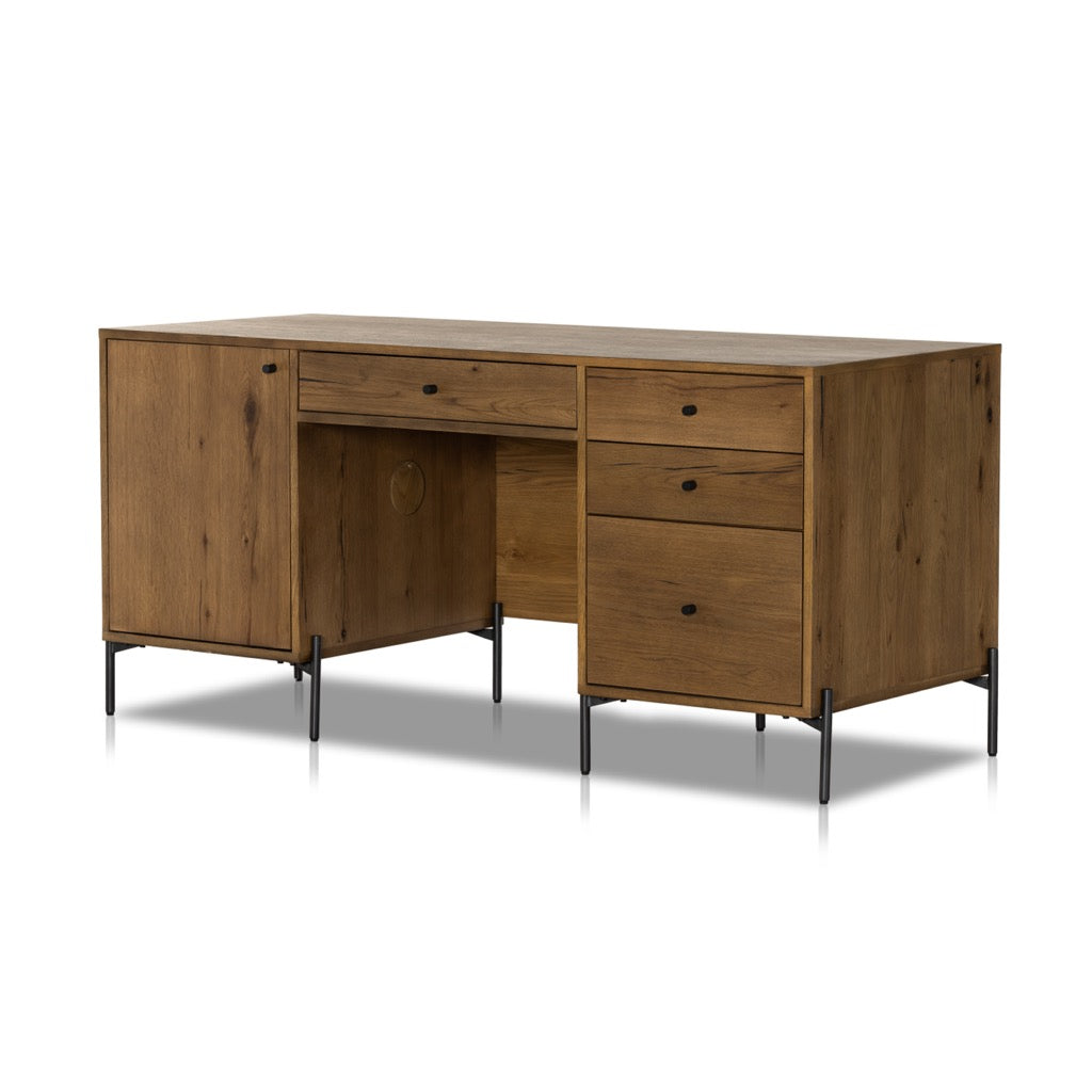 Eaton Executive Desk - Amber Oak Resin Office Desk with Durable Wood Finish | Perfect for Home Office, Corporate Workspace & Study Room